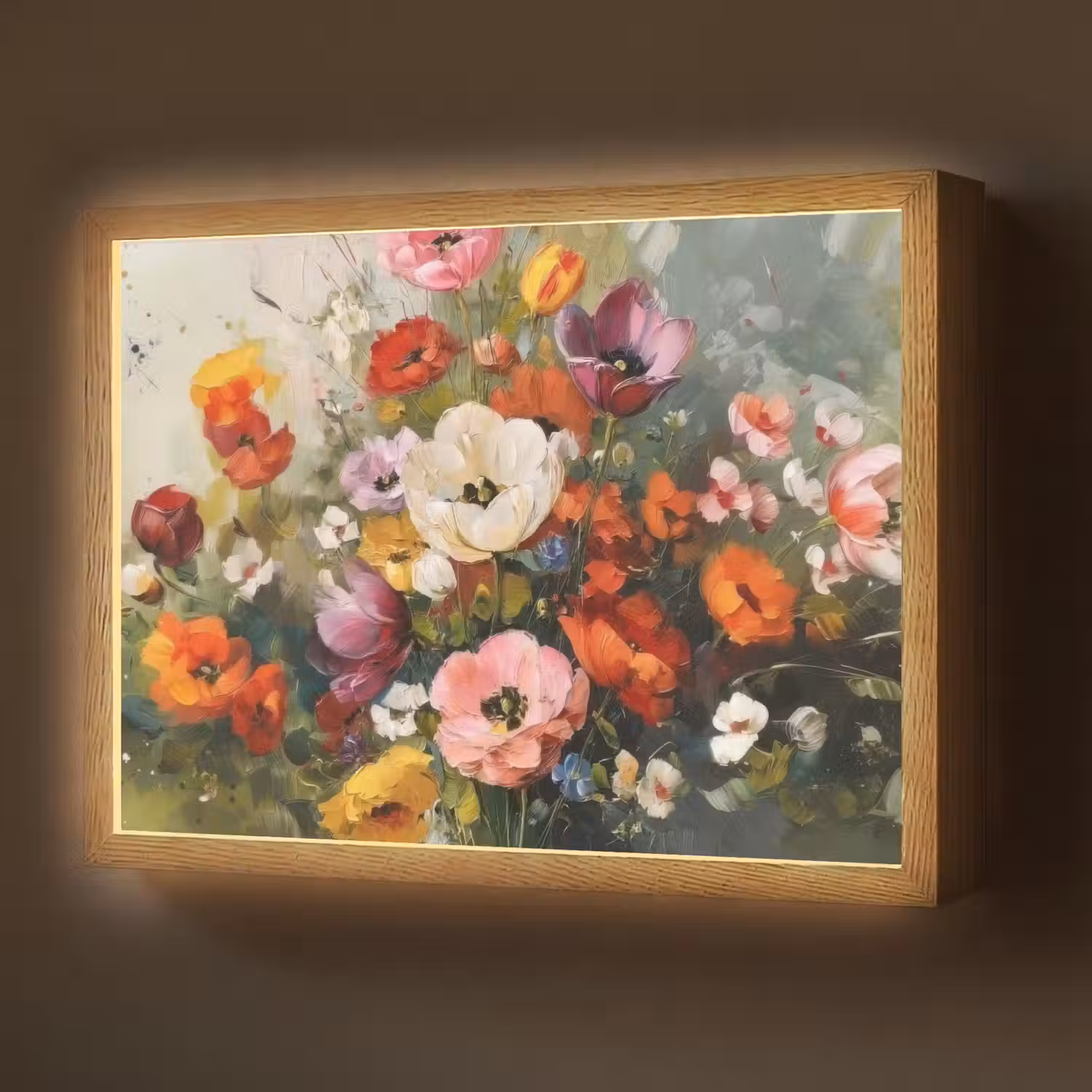 Vrolijk boeket - Dynamisch - Subtiele kleurspatten Light Box met batterij (Wandlamp) middel -z3d_website