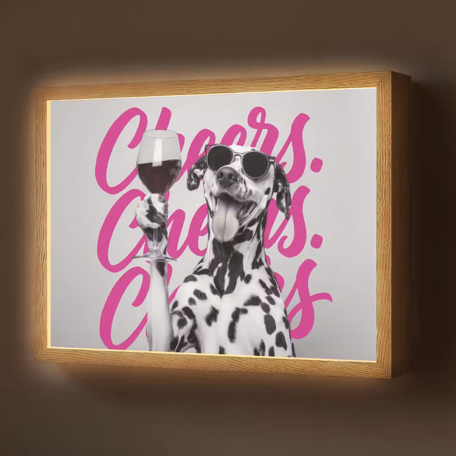Cheers - Hond - Roze - Wijn Light Box met batterij (Wandlamp) middel -z3d_website