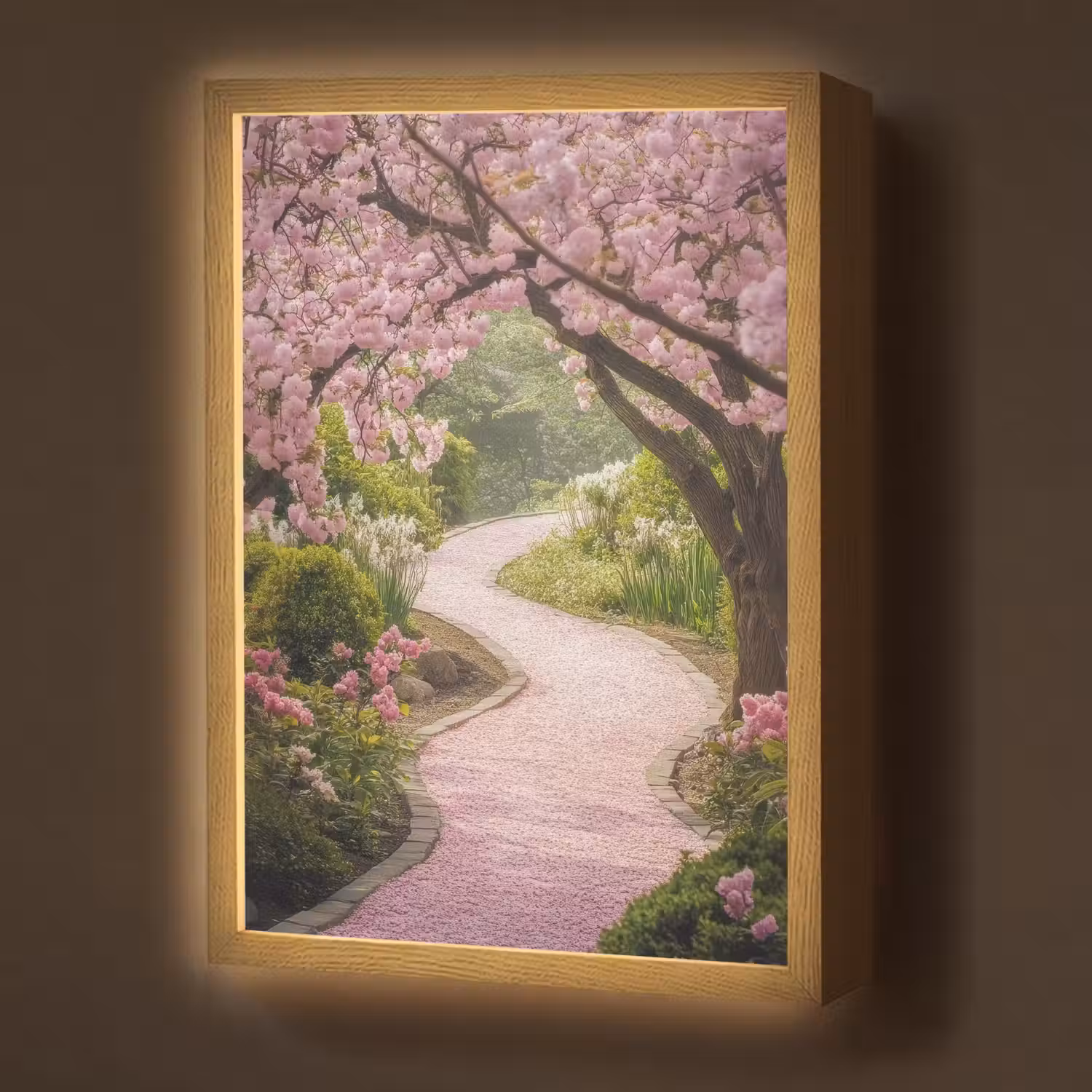 Kersenbloesem - Natuur - Sakura - Pad - Japanse tuin Light Box met batterij (Wandlamp) middel -z3d_website