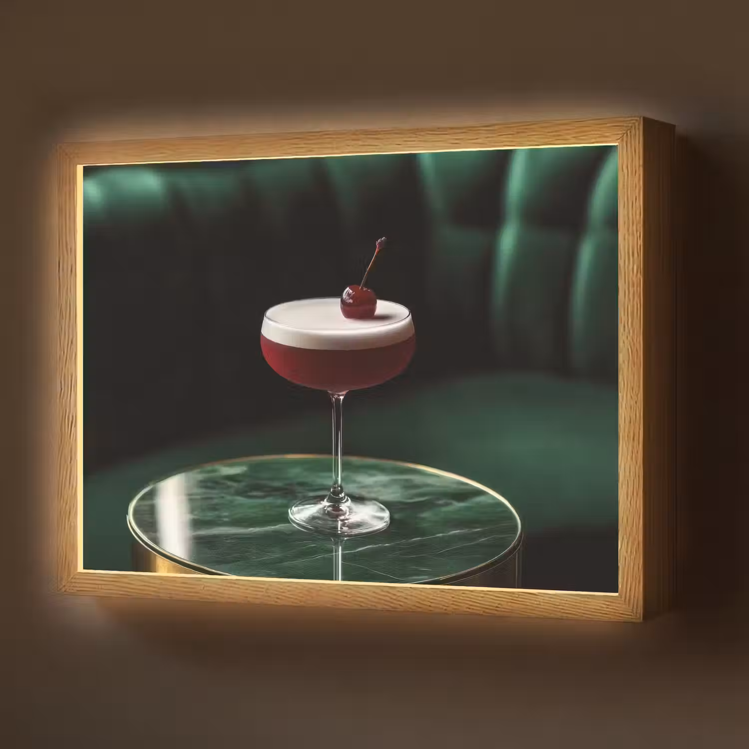 Kers - Cocktail - Rood - Marmer Light Box met batterij (Wandlamp) middel -z3d_website