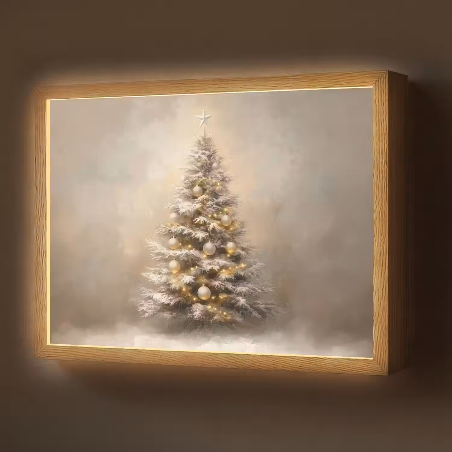 Kerst - kerstboom - Sneeuw - Art Light Box met batterij (Wandlamp) middel -z3d_website