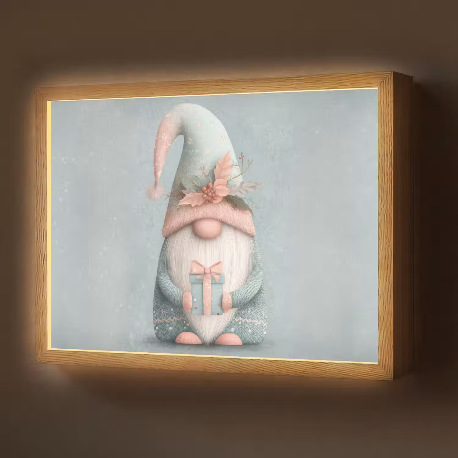 Kerstgnome - Cadeau - Groen Light Box met batterij (Wandlamp) middel -z3d_website