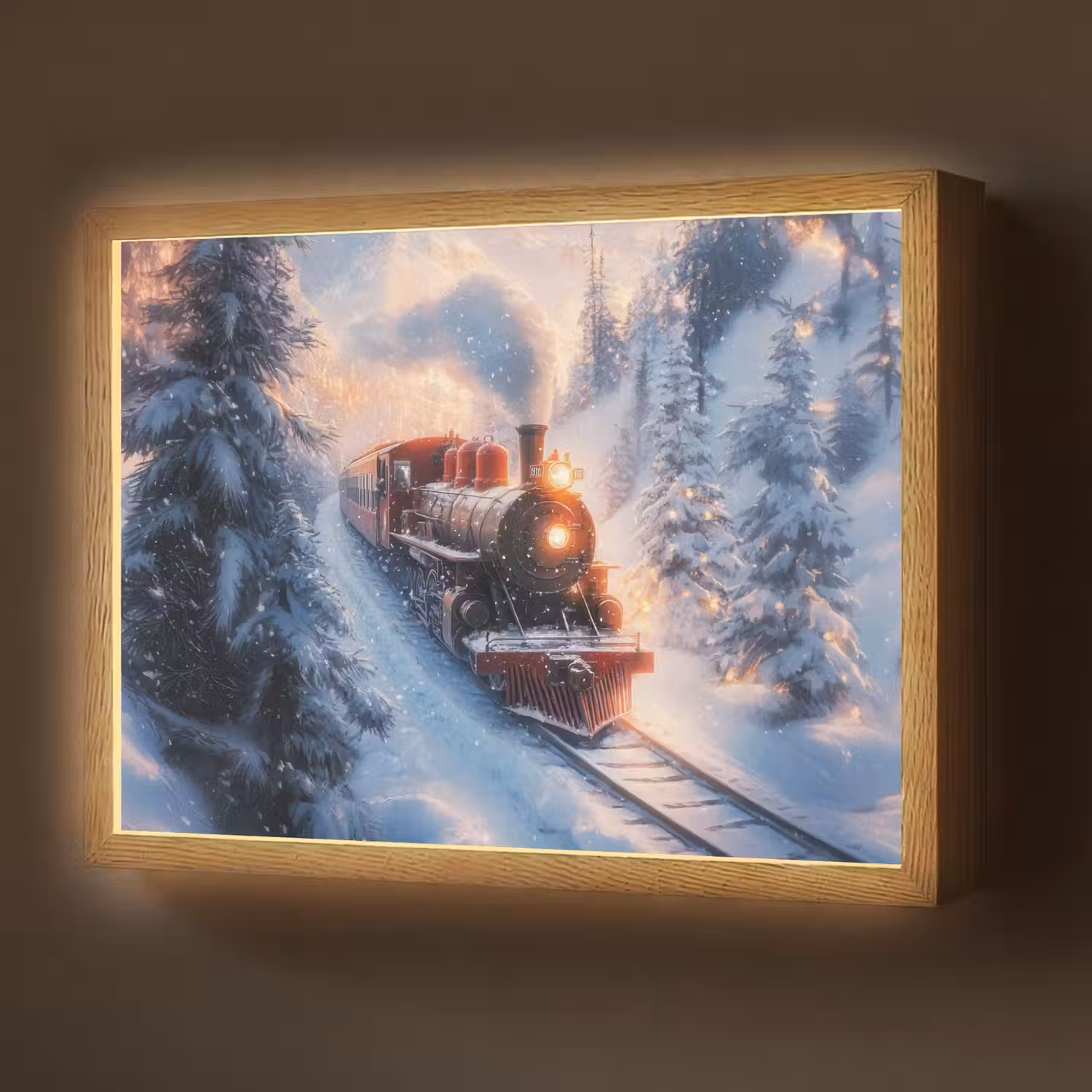 Kersttrein - Sneeuw - Winter - Kerst Light Box met batterij (Wandlamp) middel -z3d_website