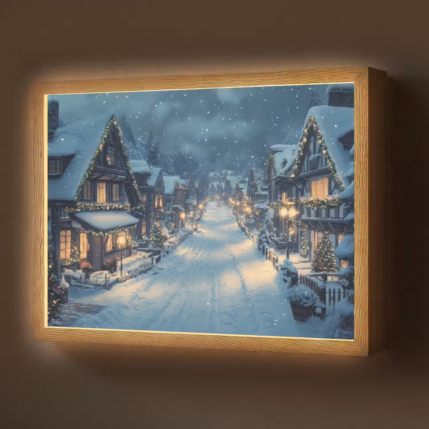 Kerstdorp - Kerst - Sneeuw - Winter Light Box met batterij (Wandlamp) middel -z3d_website