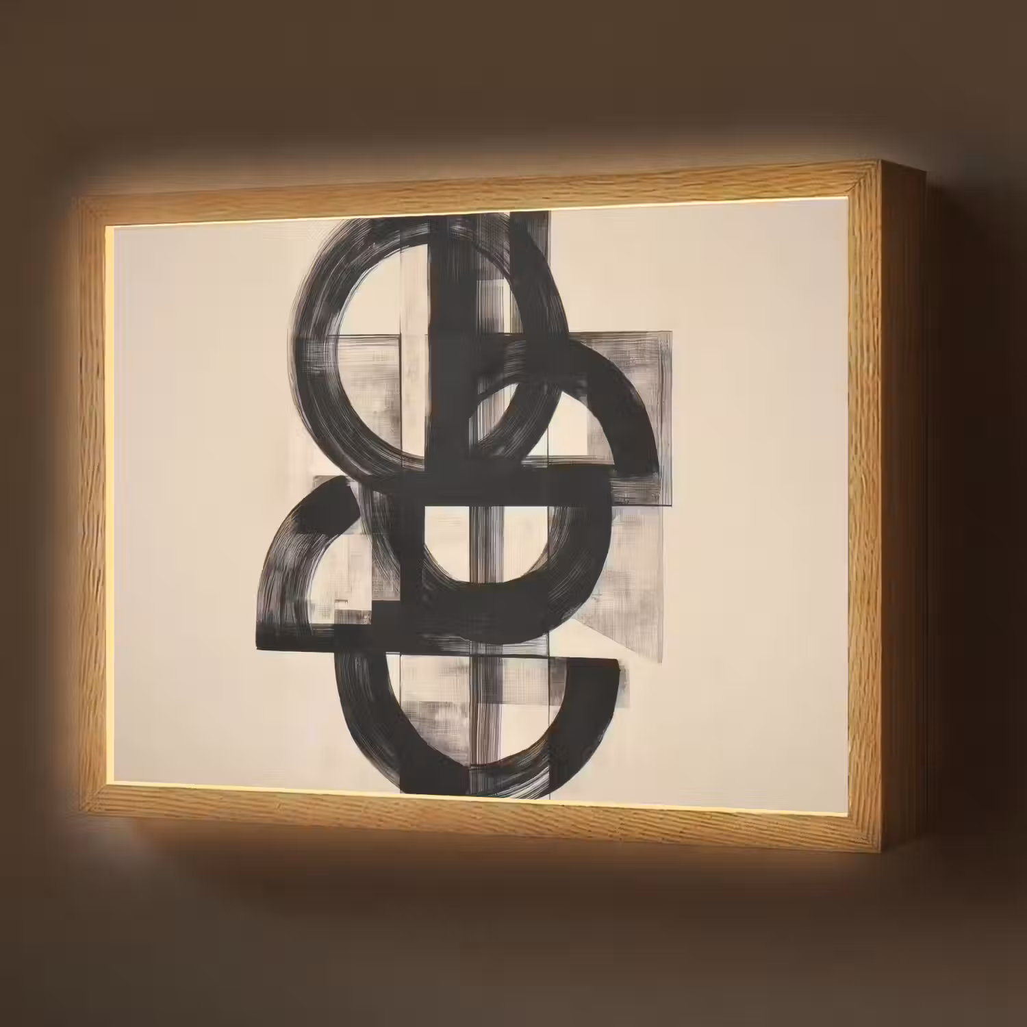 Cirkels - Lijnen - Vormen - Zwart Light Box met batterij (Wandlamp) middel -z3d_website