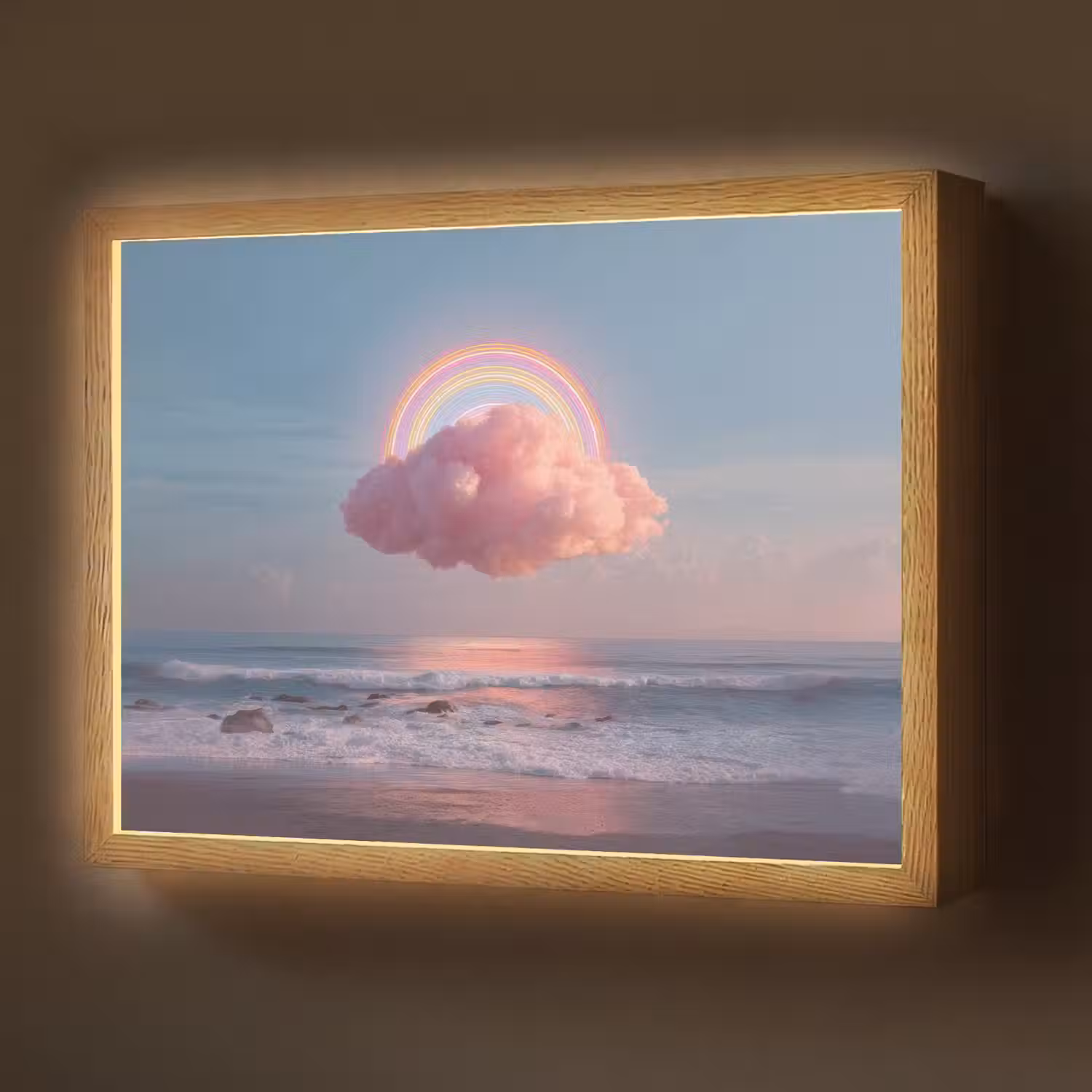 Wolk - Regenboog - Zee Light Box met batterij (Wandlamp) middel -z3d_website