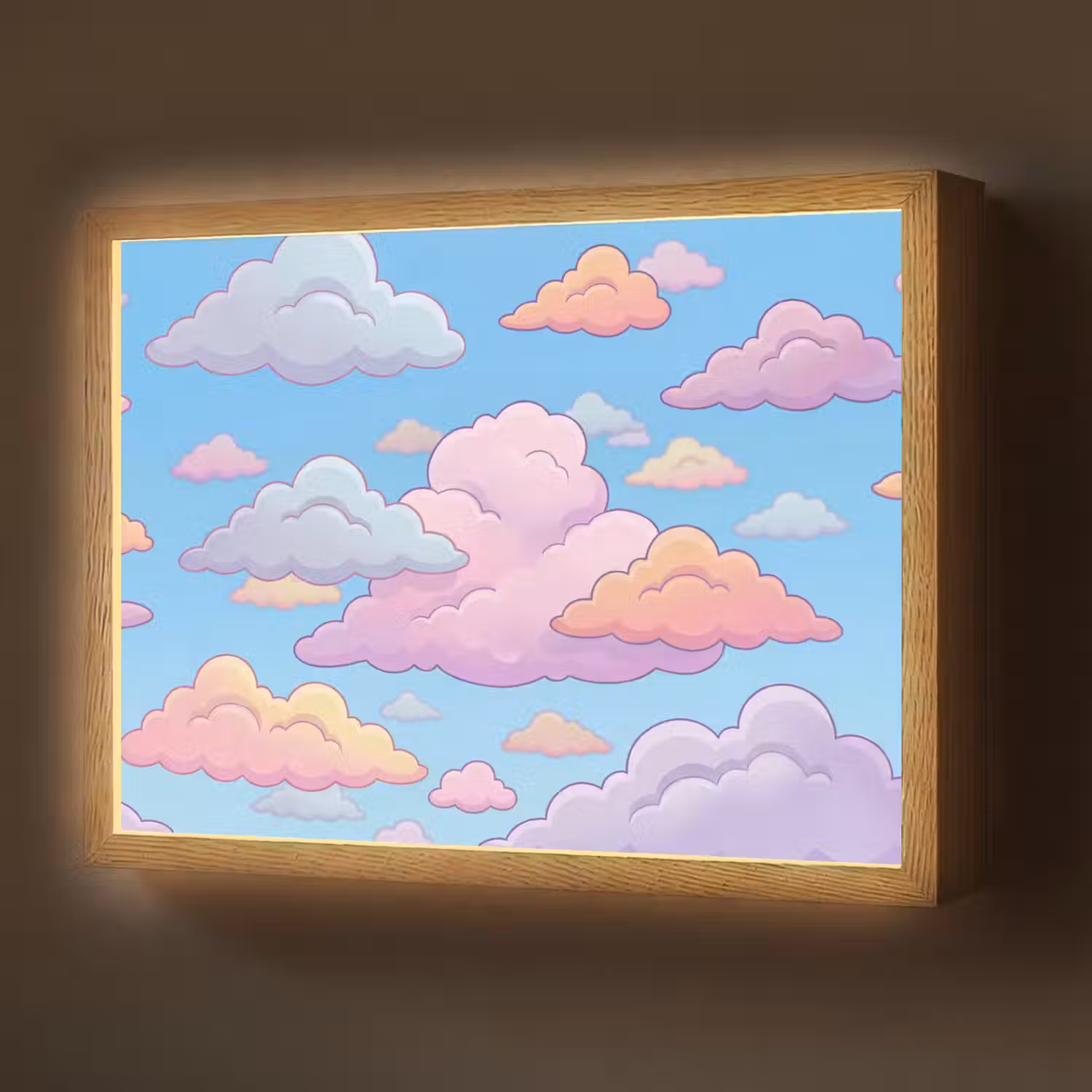 Wolk - Lucht - Natuur - Illustratie - Pastel Light Box met batterij (Wandlamp) middel -z3d_website