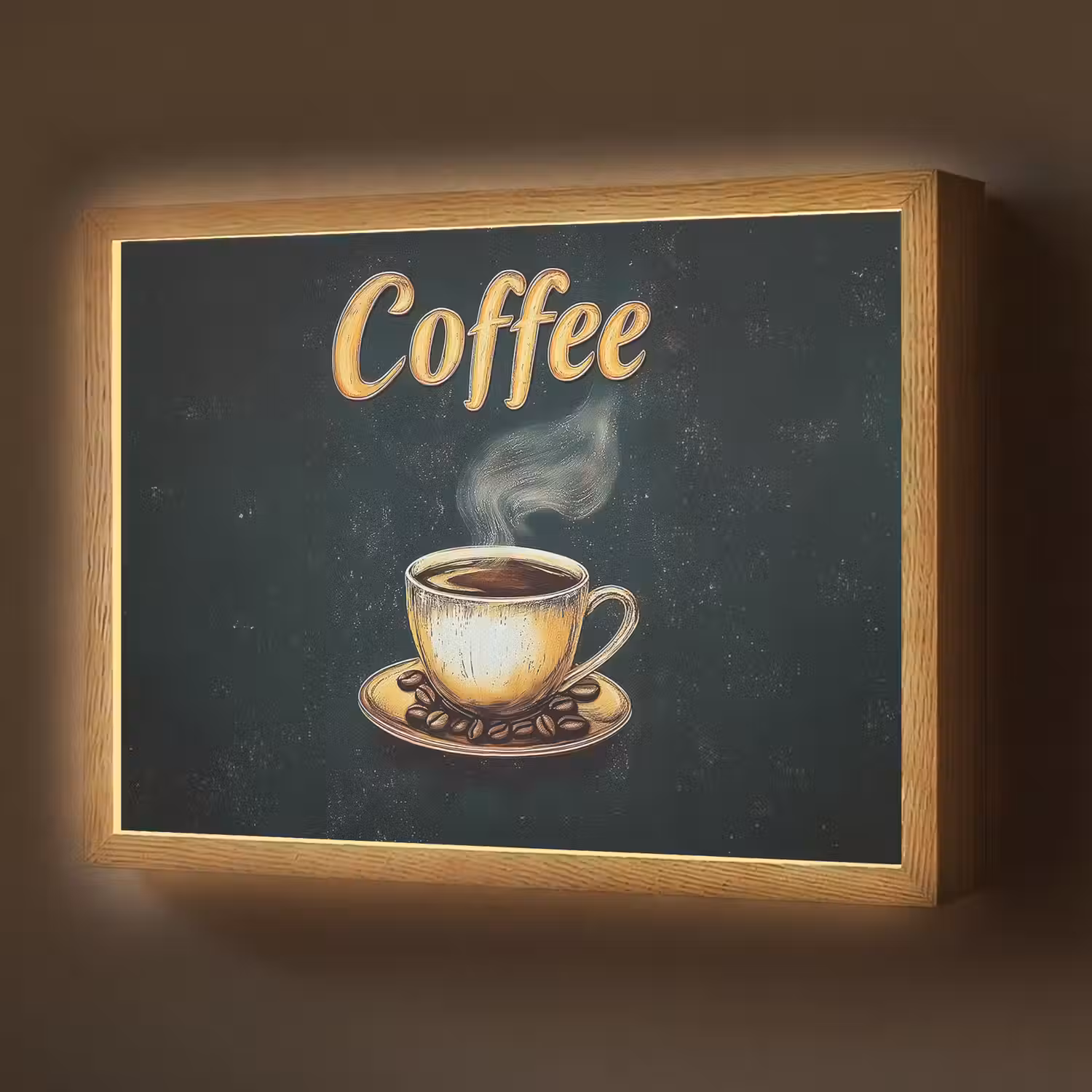 Koffie - Schotel - Koffiebonen - Retro Light Box met batterij (Wandlamp) middel -z3d_website
