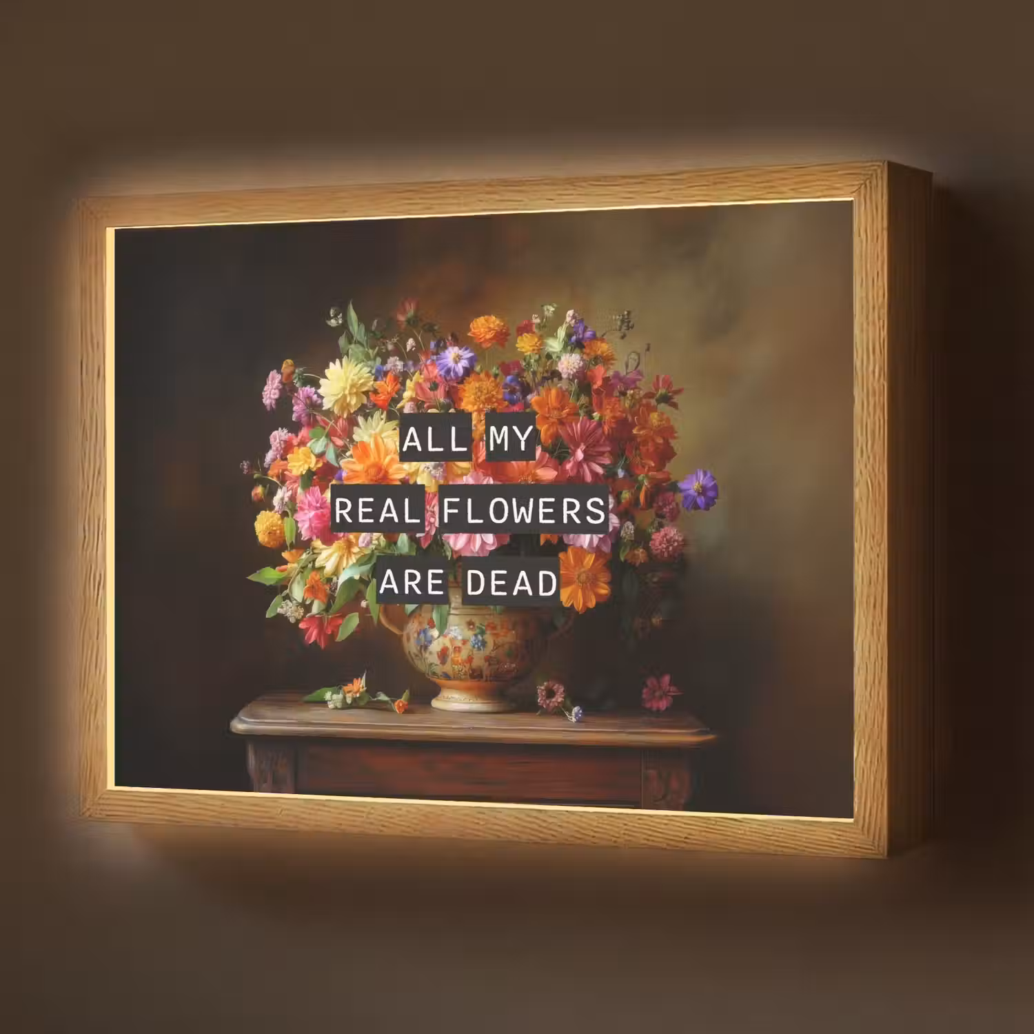 Kleur - Bloemen - Vintage - Bloemenvaas Light Box met batterij (Wandlamp) middel -z3d_website