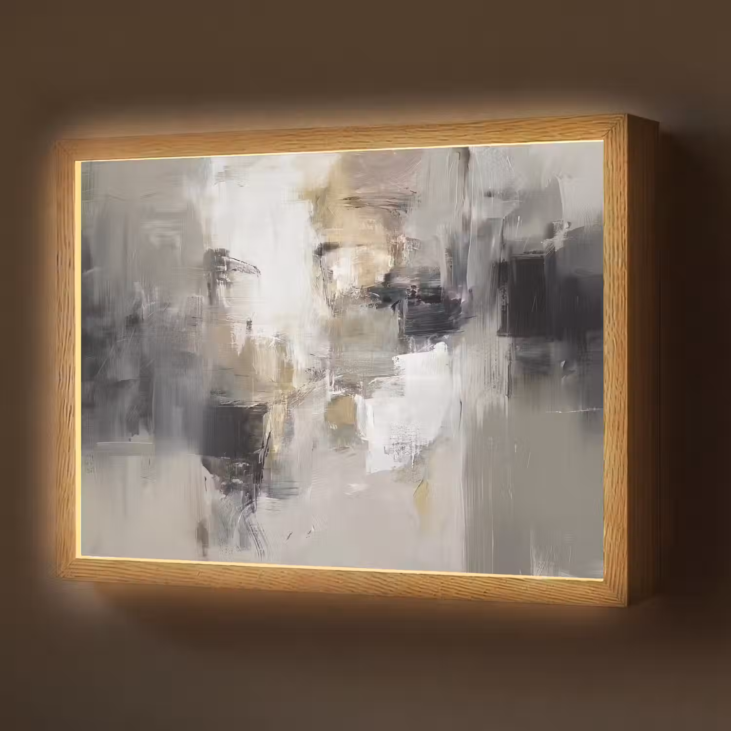 Kleurenpalet - Penseelstreken - Beige - Nevelig Light Box met batterij (Wandlamp) middel -z3d_website