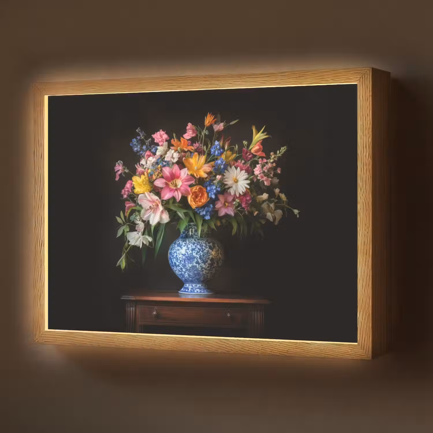 Kleur - Vaas - Bloemen - Boeket Light Box met batterij (Wandlamp) middel -z3d_website