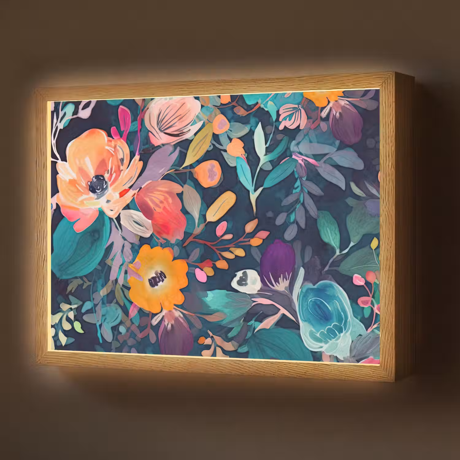 Kleurrijk - Bloemen - Kunst - Natuur - Hippie Light Box met batterij (Wandlamp) middel -z3d_website