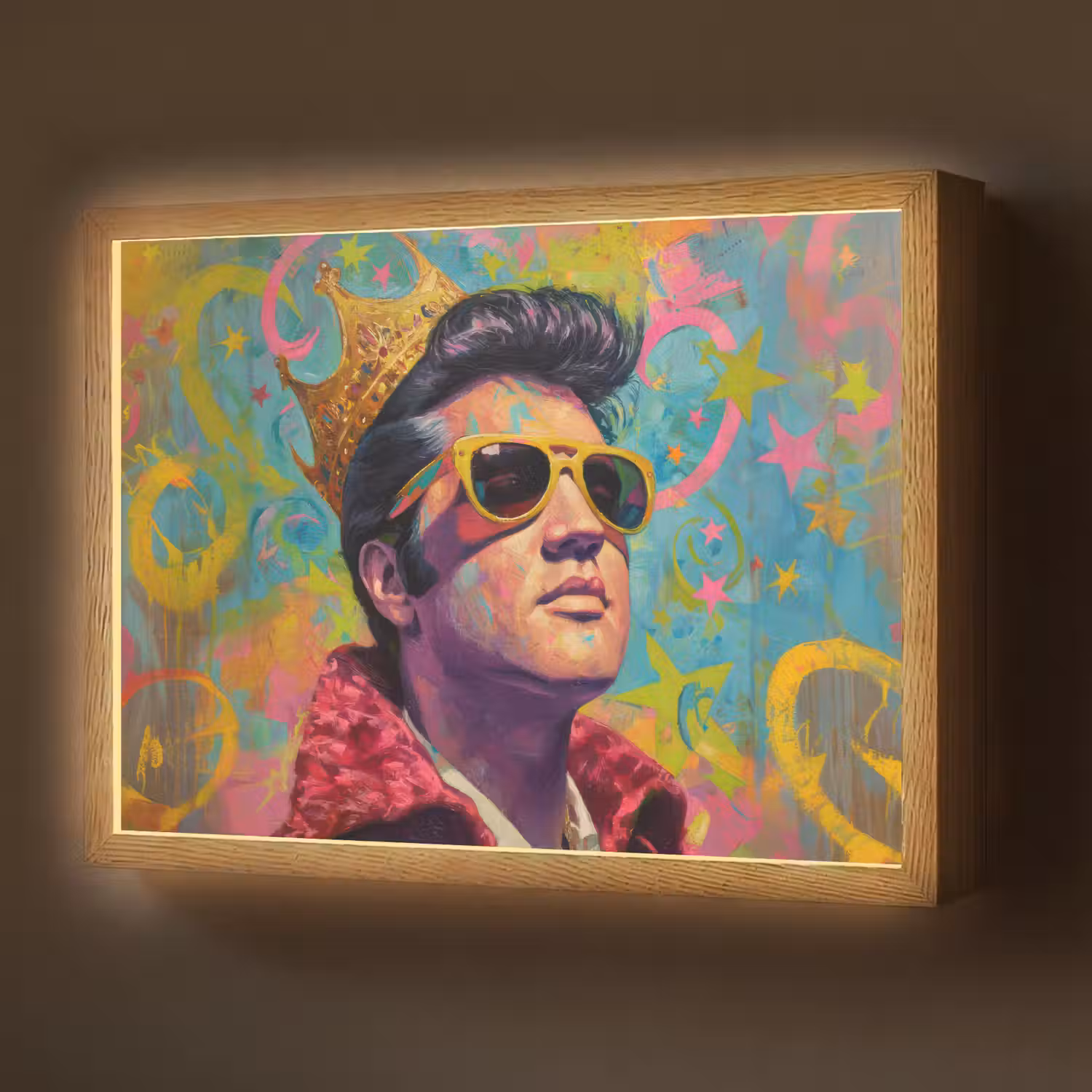 Kleurrijk portret - Kroon - Sterren Light Box met batterij (Wandlamp) middel -z3d_website