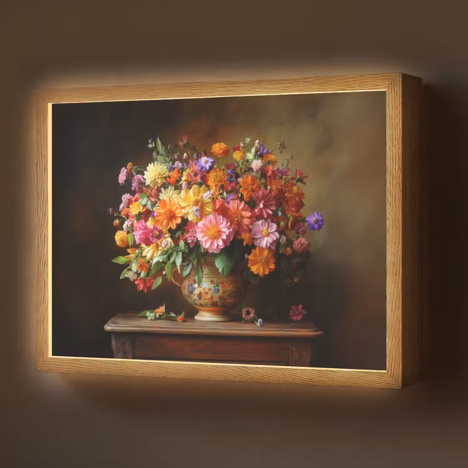 Kleuren - Boeket - Vaas - Hout Light Box met batterij (Wandlamp) middel -z3d_website