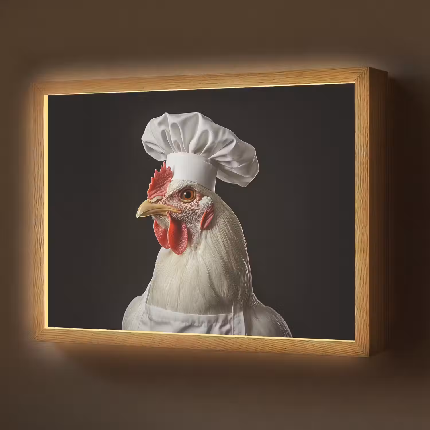 Kok - Rood - Kip Light Box met batterij (Wandlamp) middel -z3d_website