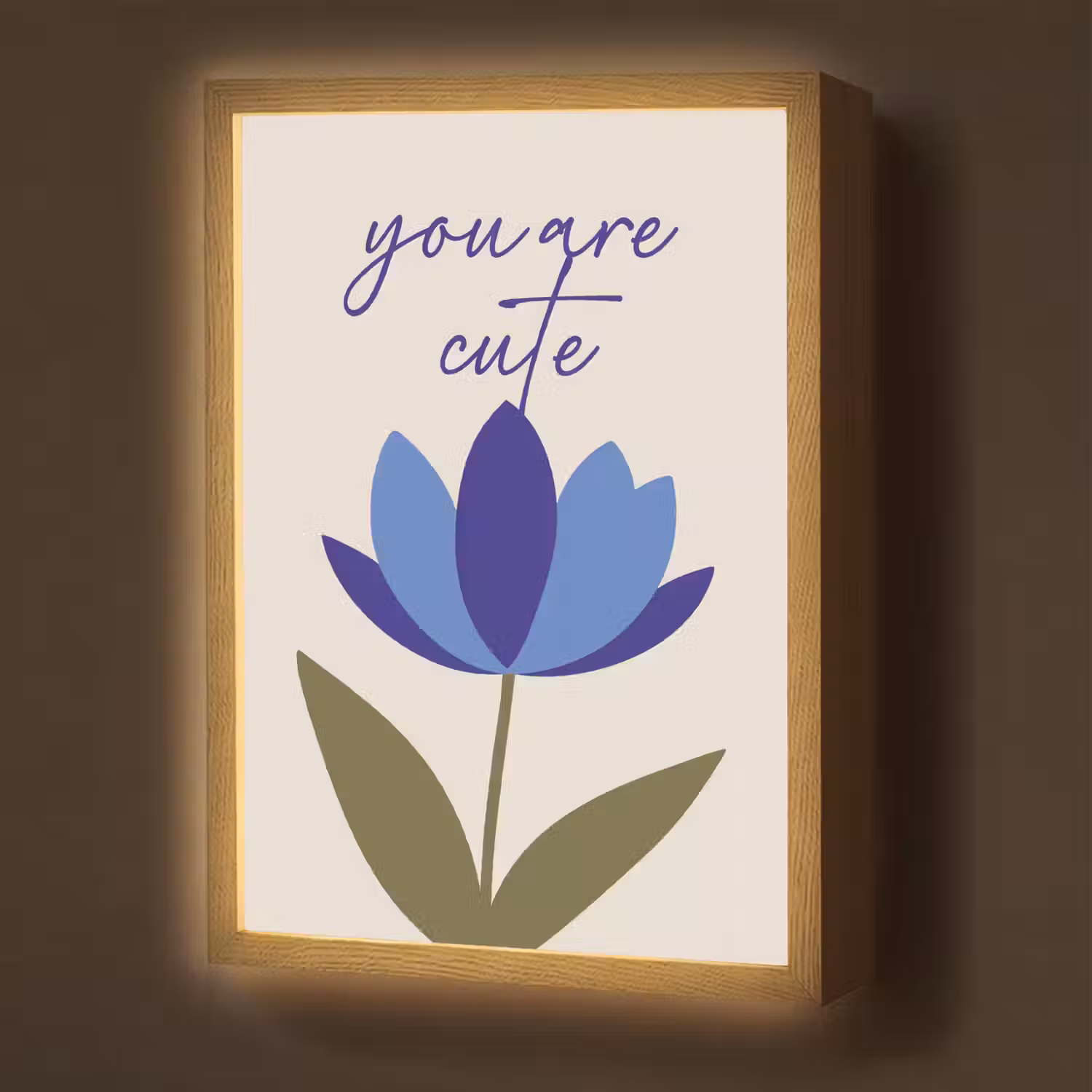 Korenbloem - Valentijn - Bloem - Blauw Light Box met batterij (Wandlamp) middel -z3d_website