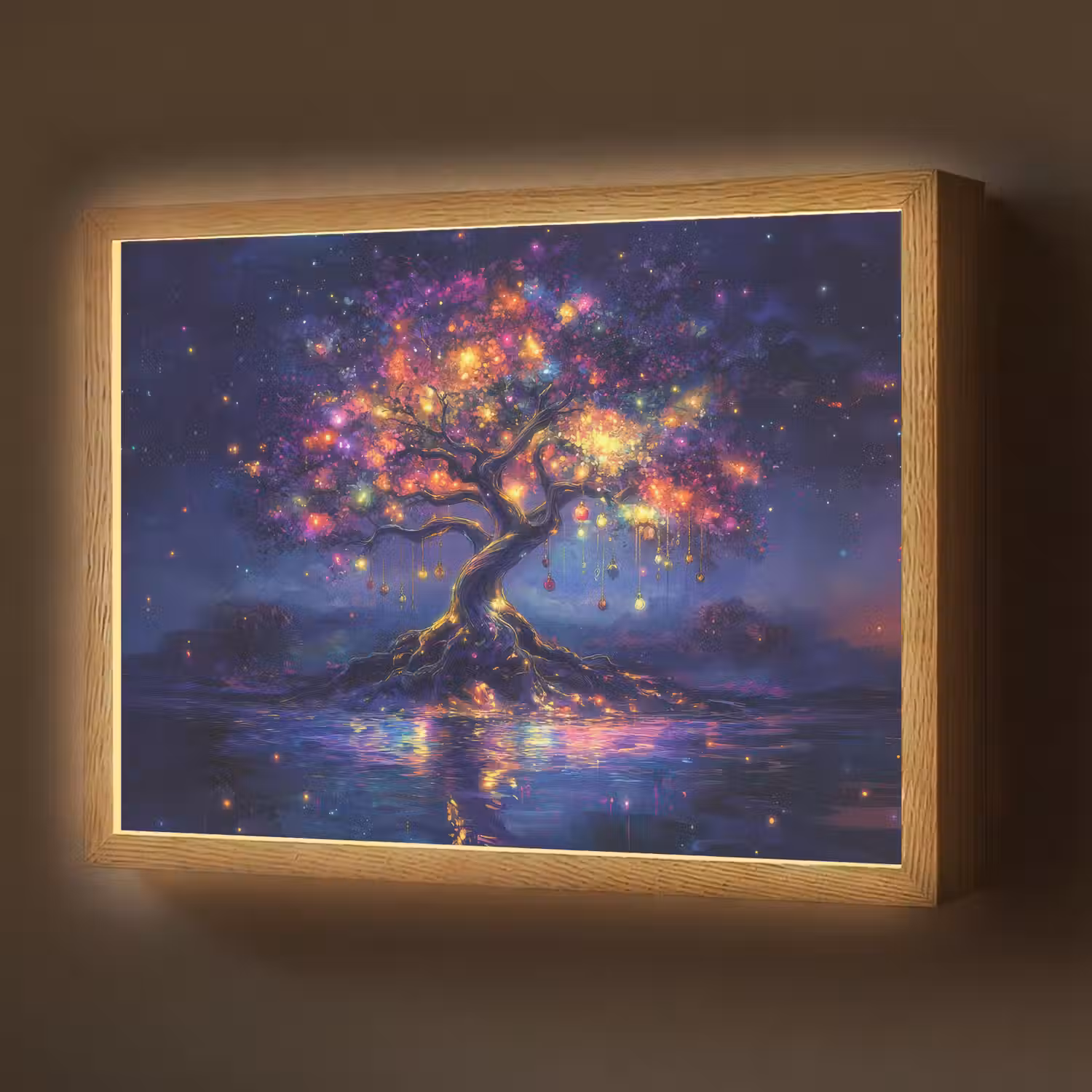 Kosmisch - lichtboom - Kerst - Kleurrijk Light Box met batterij (Wandlamp) middel -z3d_website