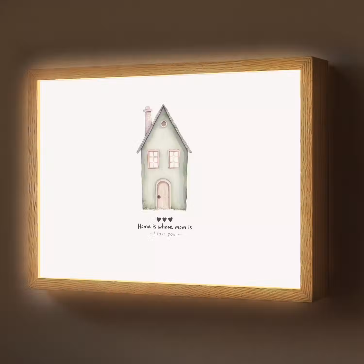 Huisje - Groen - Tekst - Liefdevol Light Box met batterij (Wandlamp) middel -z3d_website