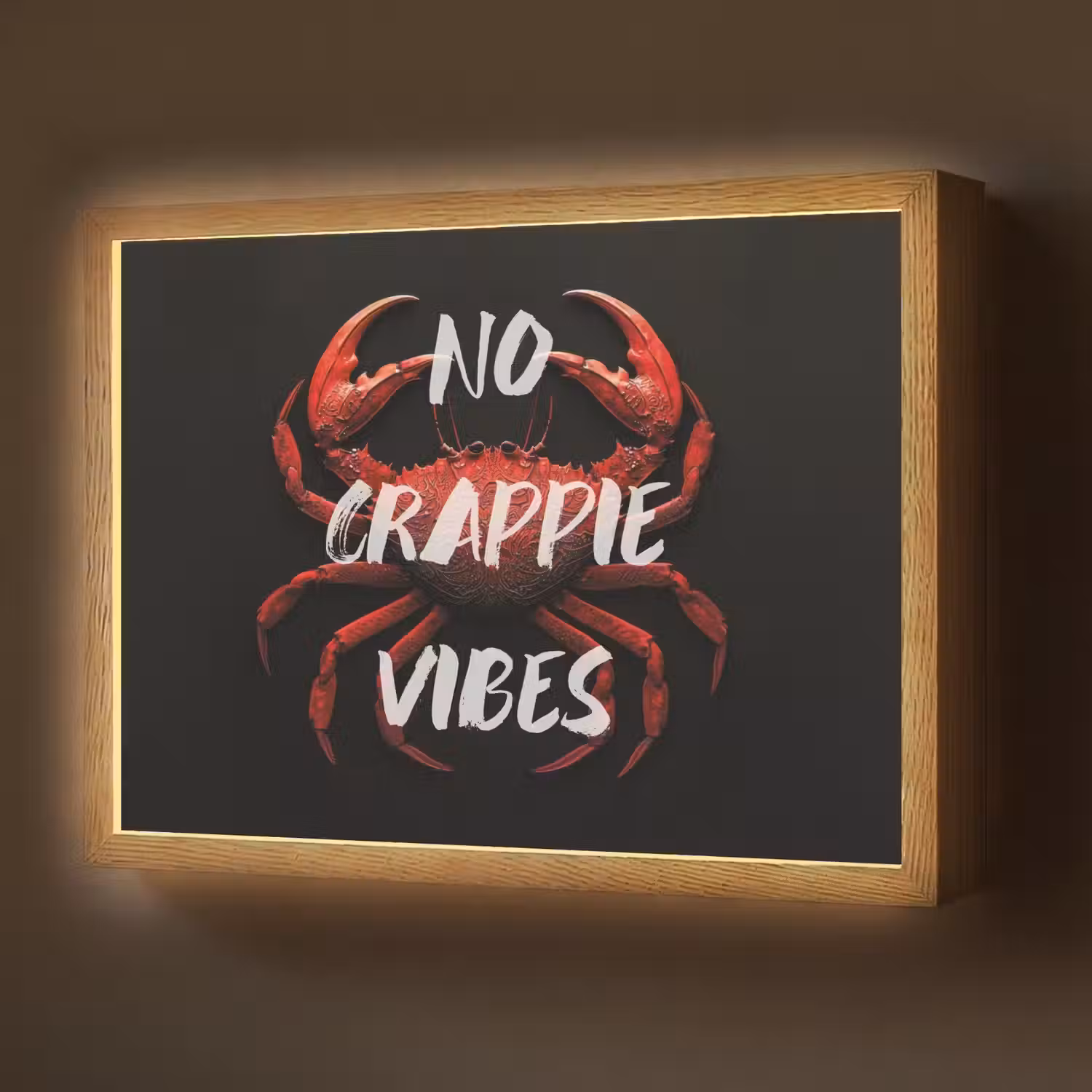 Krab - Rood - Tekst - Zwart Light Box met batterij (Wandlamp) middel -z3d_website