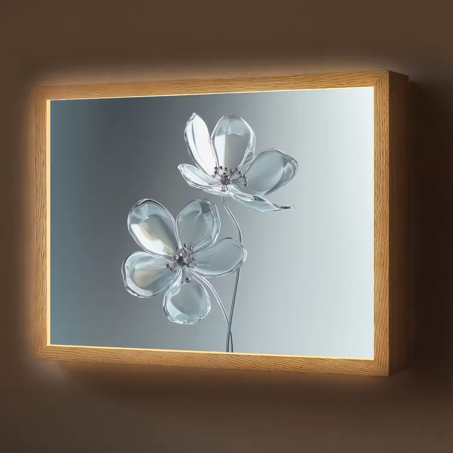 Kristal - Bloemen - Grijs Light Box met batterij (Wandlamp) middel -z3d_website