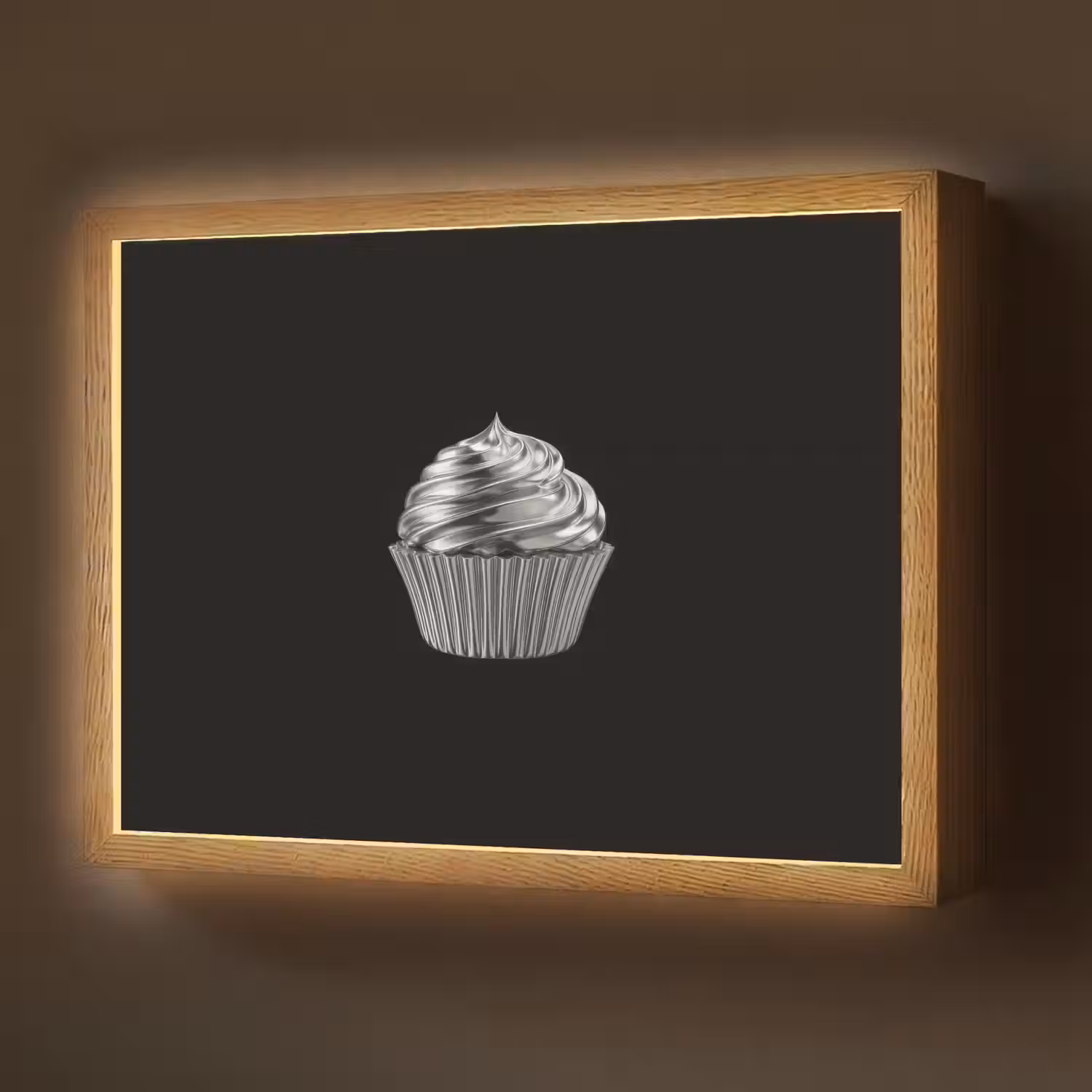 Cupcake - Luxueus - Zilver Light Box met batterij (Wandlamp) middel -z3d_website