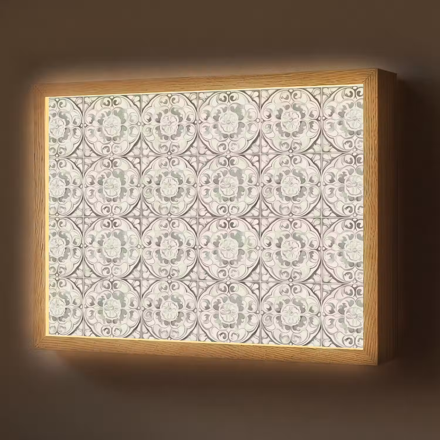 Krulornament - Tegel - Groen Light Box met batterij (Wandlamp) middel 907 -z3d_website