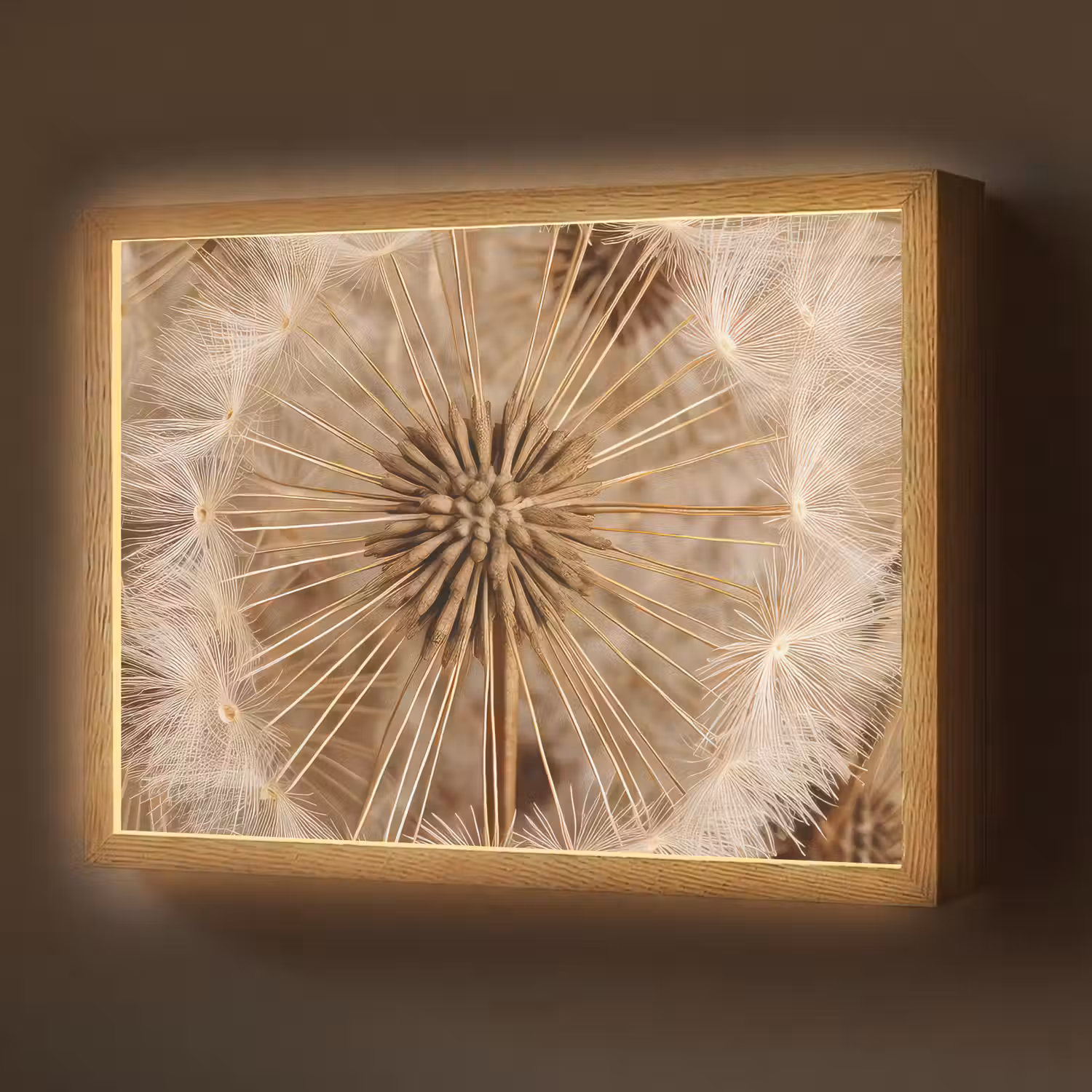 Paardenbloem - Bloemen - Natuur - Bruin Light Box met batterij (Wandlamp) middel -z3d_website