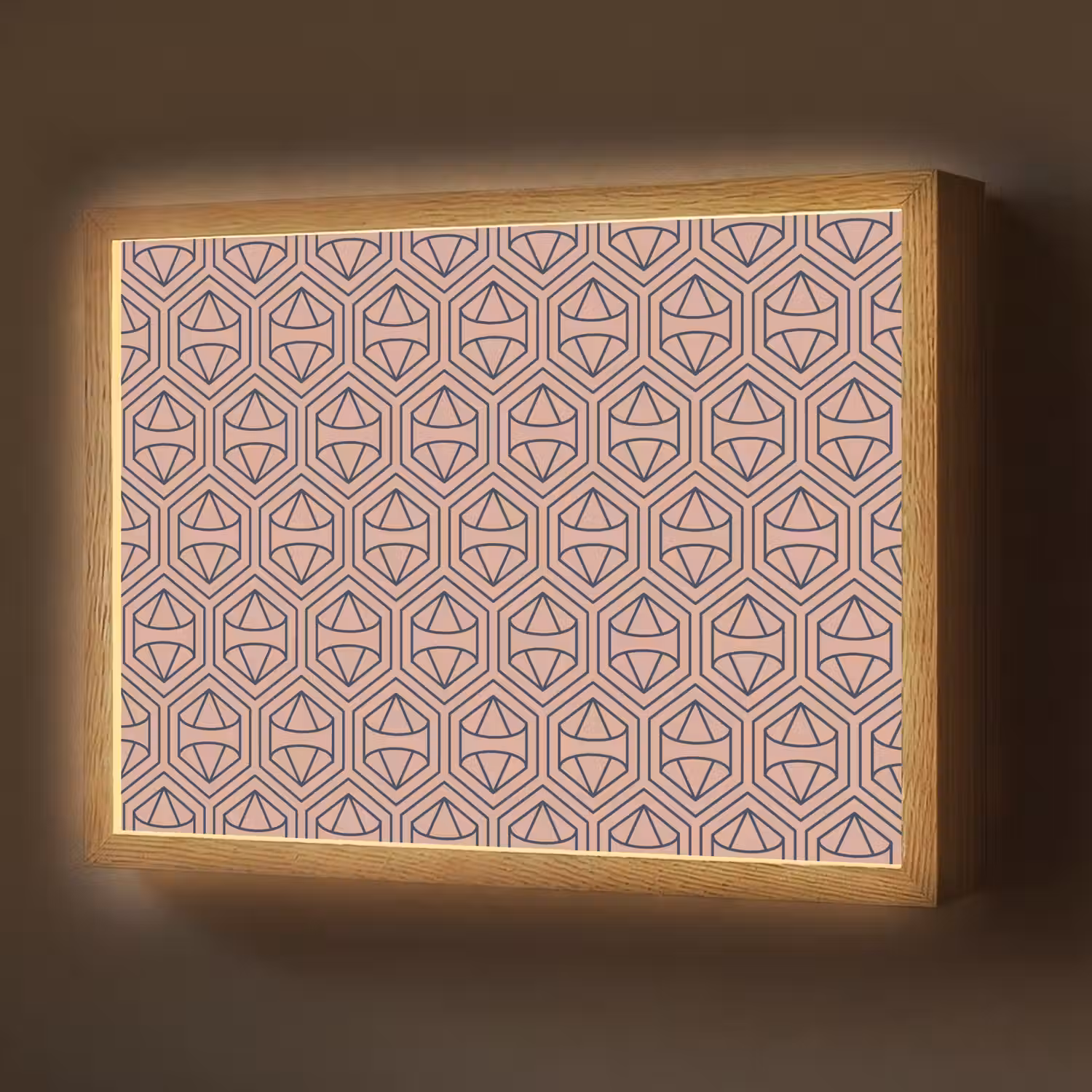 Donkerblauw - Roze - Patroom - Symmetrisch Light Box met batterij (Wandlamp) middel 907 -z3d_website