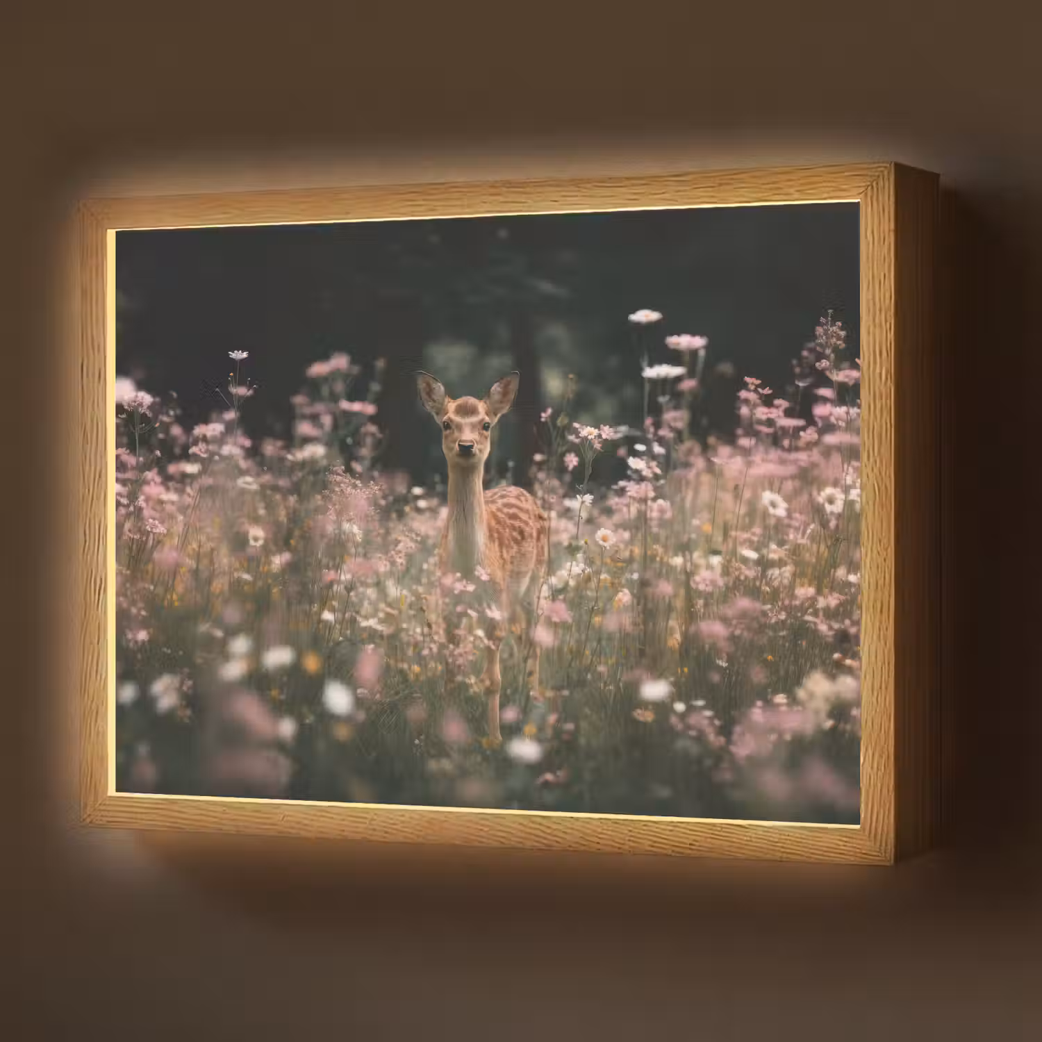 Hert - Wilde bloemen - Bos Light Box met batterij (Wandlamp) middel -z3d_website