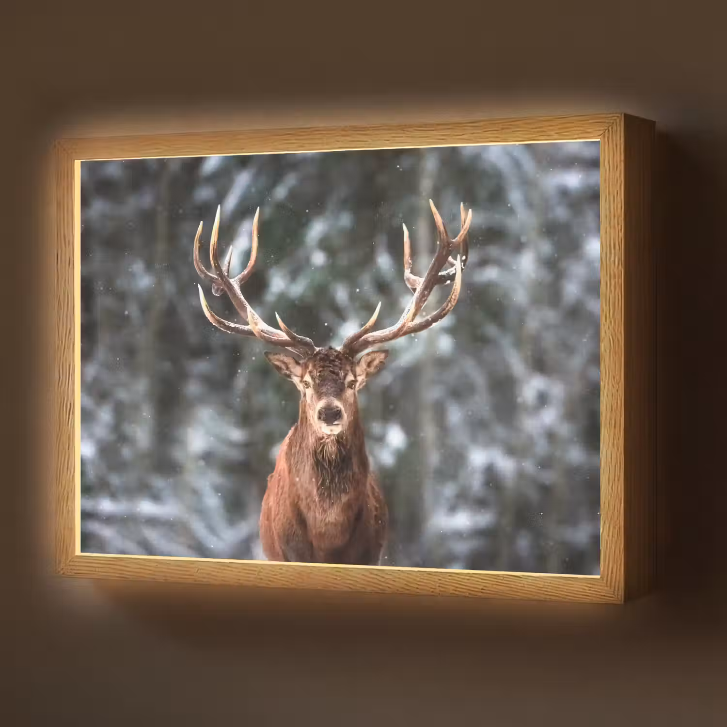 Hert - Winter - Sneeuw - Bos - Natuur - Dier Light Box met batterij (Wandlamp) middel -z3d_website
