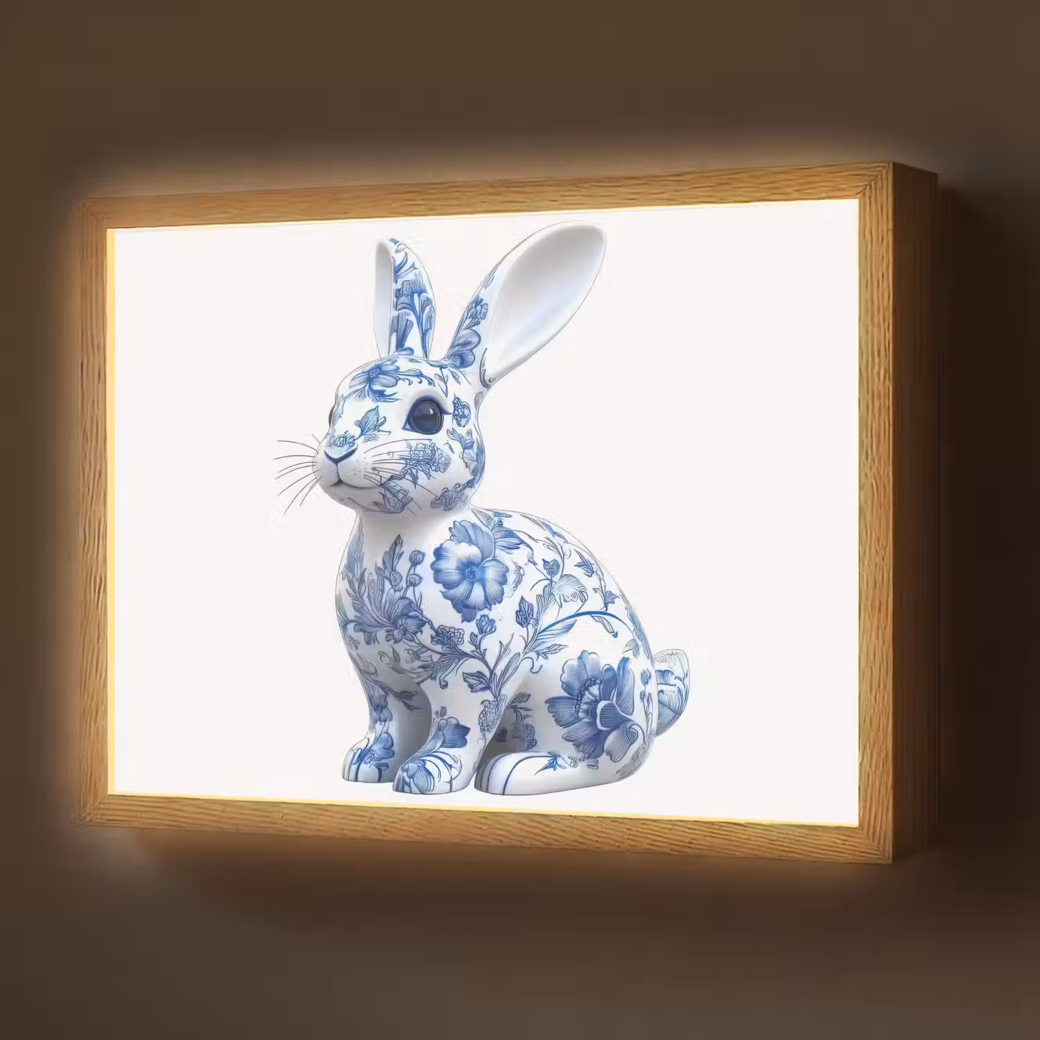 Delftsblauw - Haasje - Wit Light Box met batterij (Wandlamp) middel -z3d_website