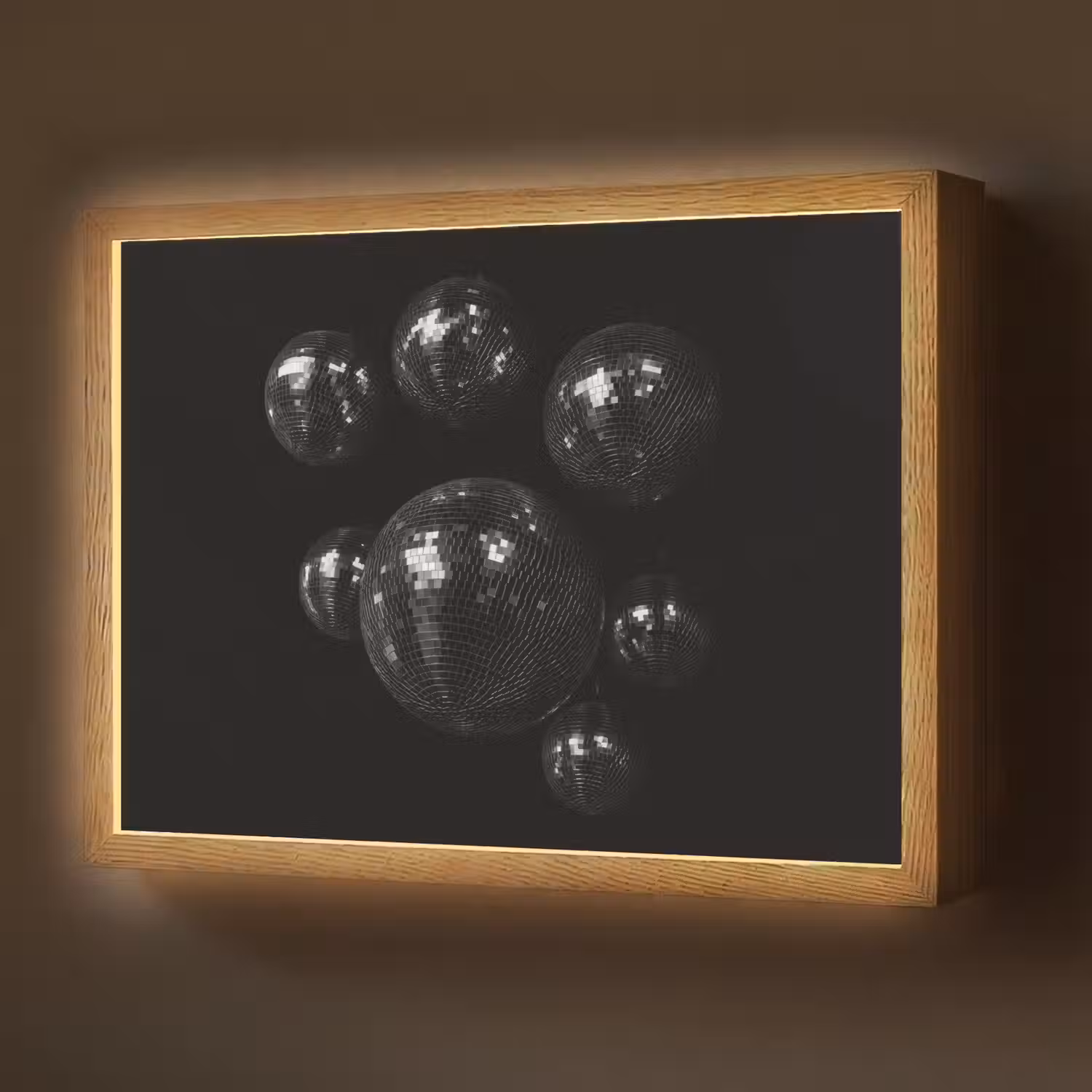 Discoballen - Minimalistisch - Zwart Light Box met batterij (Wandlamp) middel -z3d_website