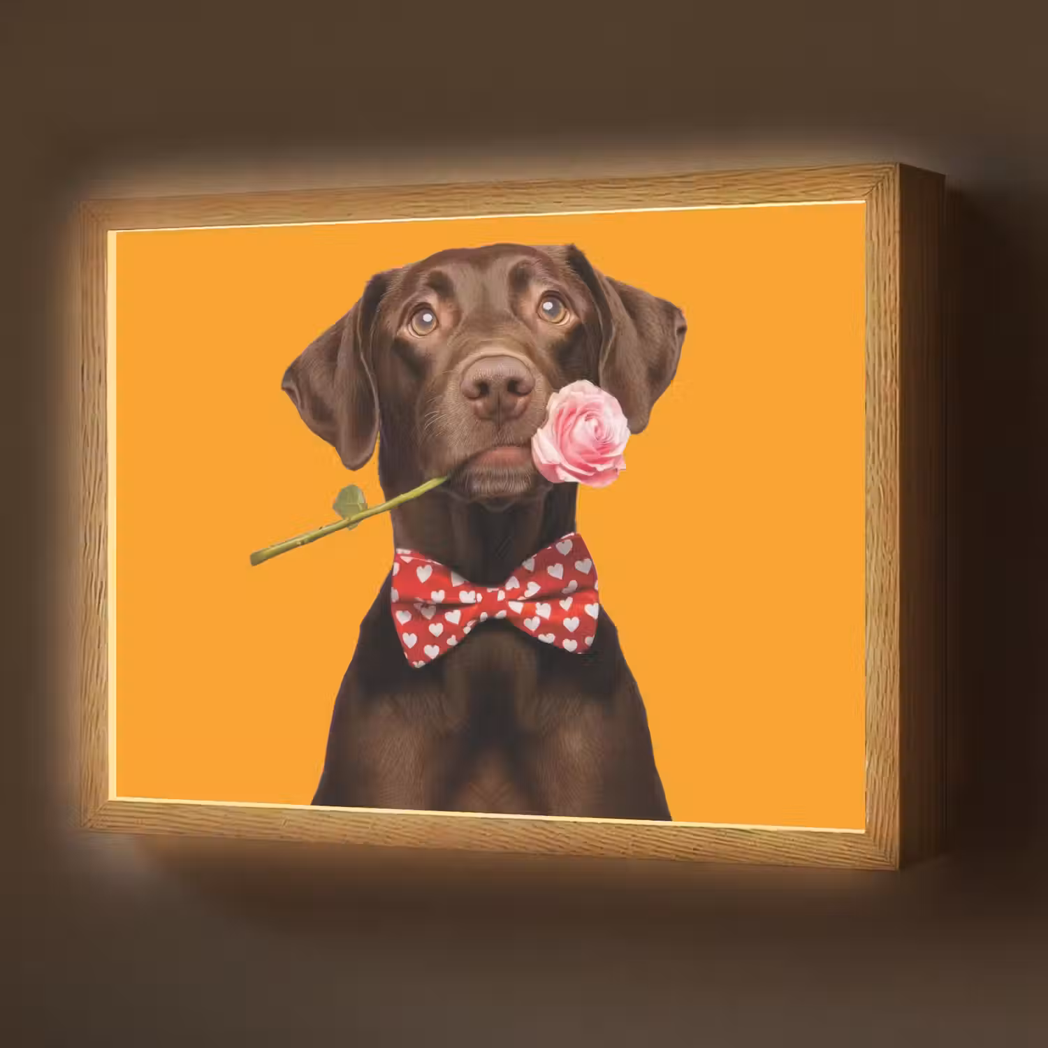 Hond - Oranje - Roos - Valentijn Light Box met batterij (Wandlamp) middel -z3d_website