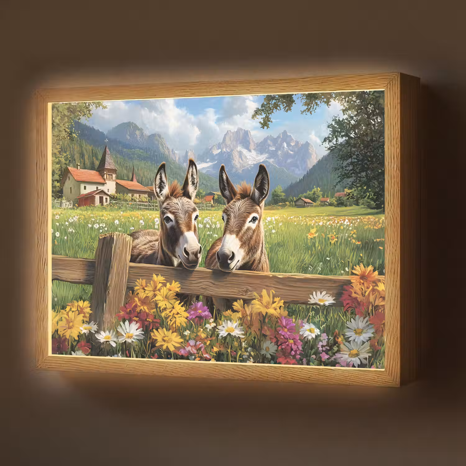 Ezels - Bloemen - Zomers Light Box met batterij (Wandlamp) middel -z3d_website