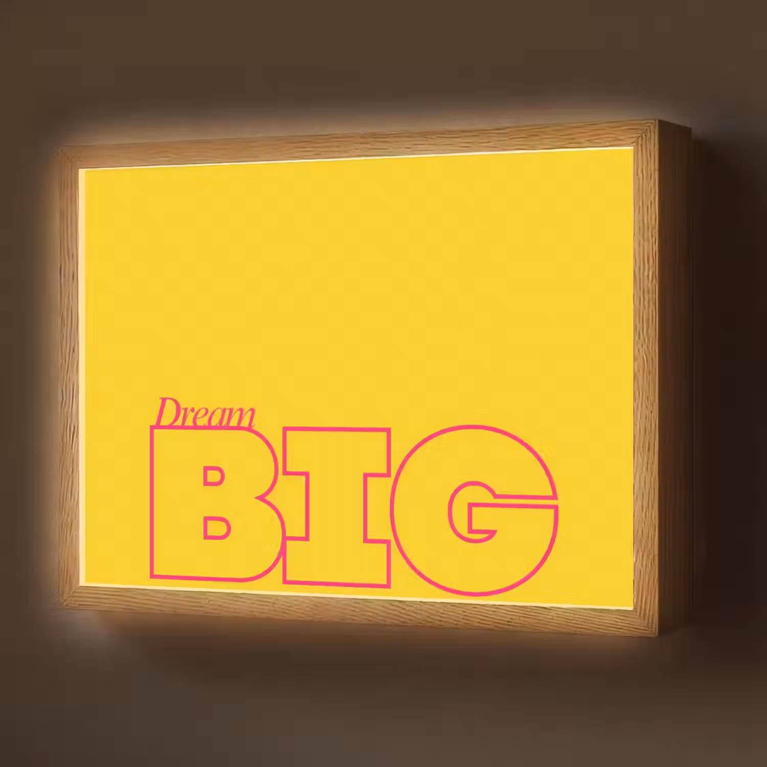 Dream big - Geel - Grafisch Light Box met batterij (Wandlamp) middel -z3d_website