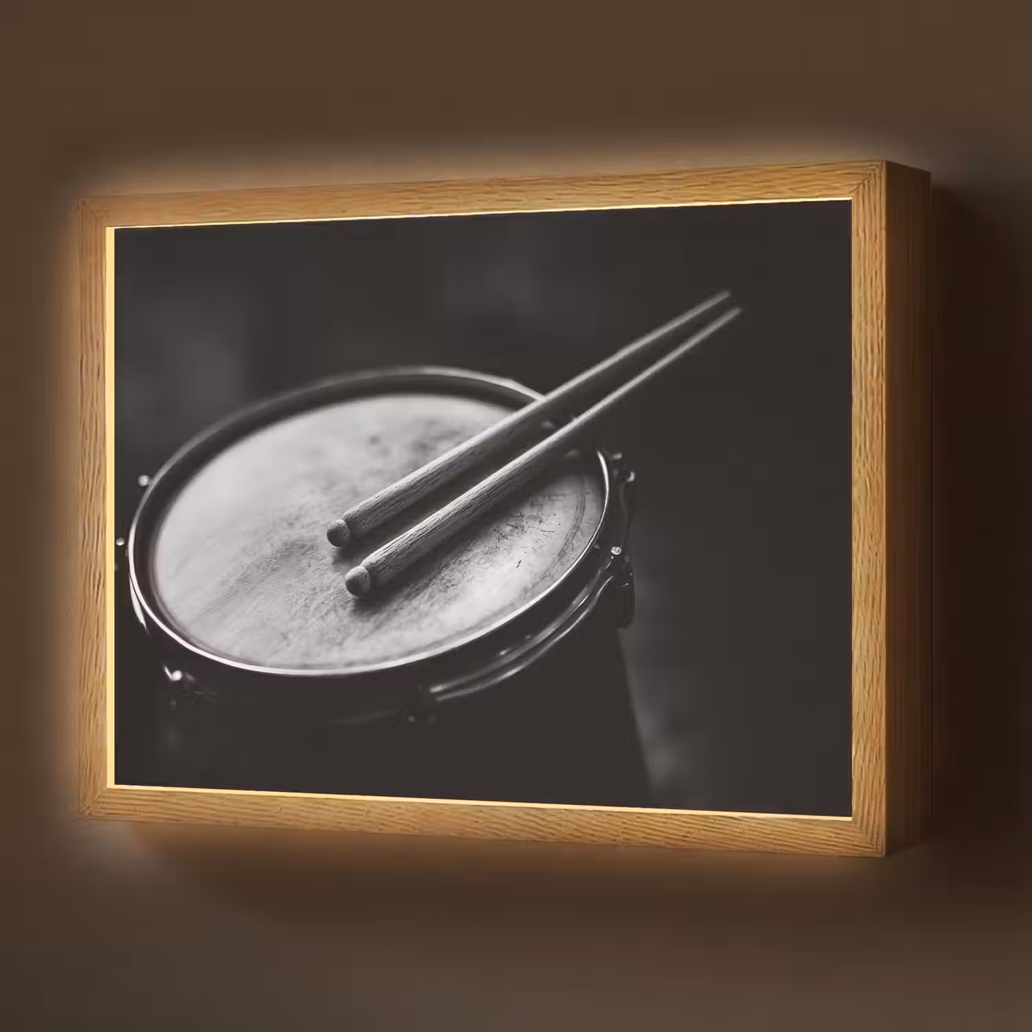 Trommel - Close-up - Drumstokken - Zwart Light Box met batterij (Wandlamp) middel -z3d_website