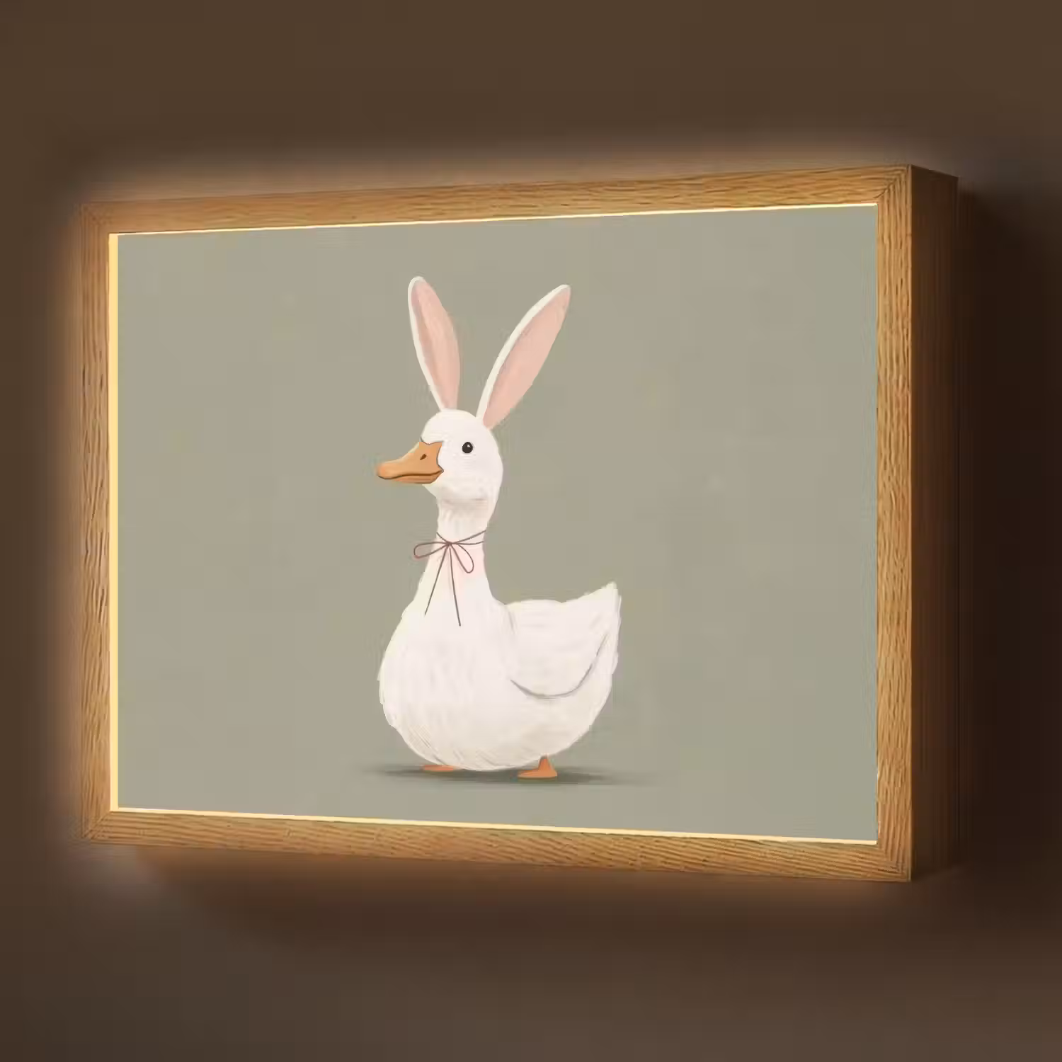 Eend - Konijnoren - Grijs Light Box met batterij (Wandlamp) middel -z3d_website