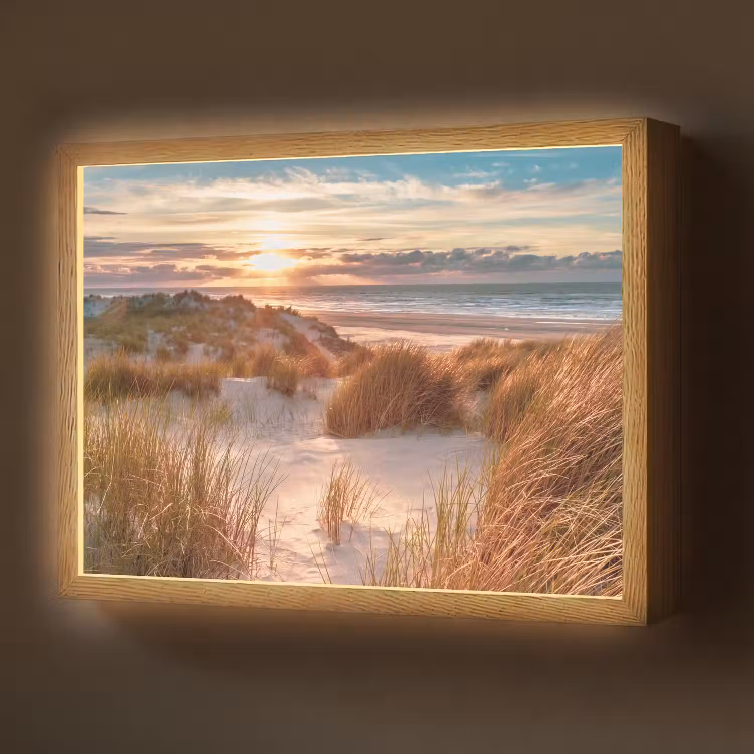 Duin - Planten - Zonsondergang - Strand - Zee Light Box met batterij (Wandlamp) middel -z3d_website