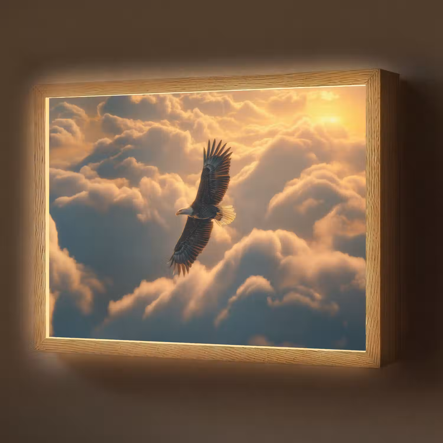 Adelaar - Wolken - Zon Light Box met batterij (Wandlamp) middel -z3d_website