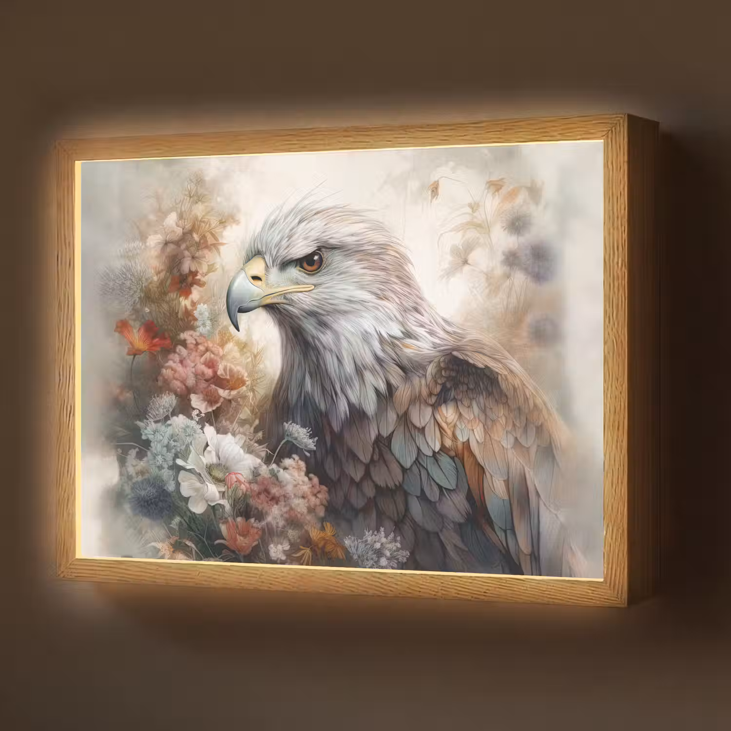 Arend - Adelaar - Vogel - Bloemen - Natuur Light Box met batterij (Wandlamp) middel -z3d_website