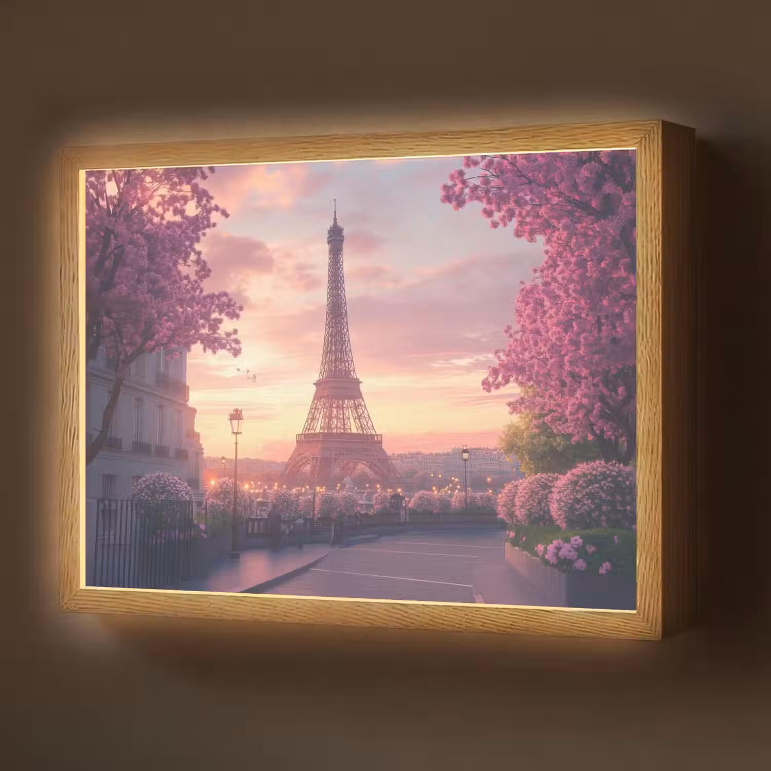 Eiffeltoren - Parijs - Roze Light Box met batterij (Wandlamp) middel -z3d_website