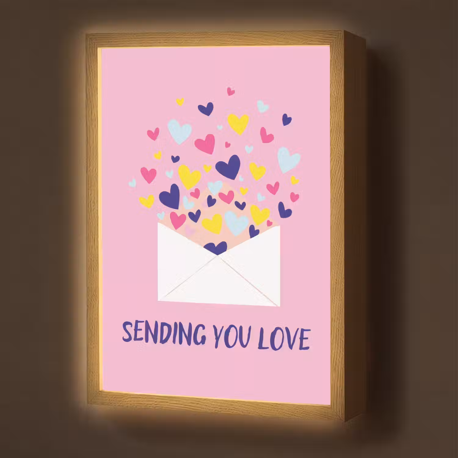 Envelop - Love - Hartjes - Valentijn Light Box met batterij (Wandlamp) middel -z3d_website