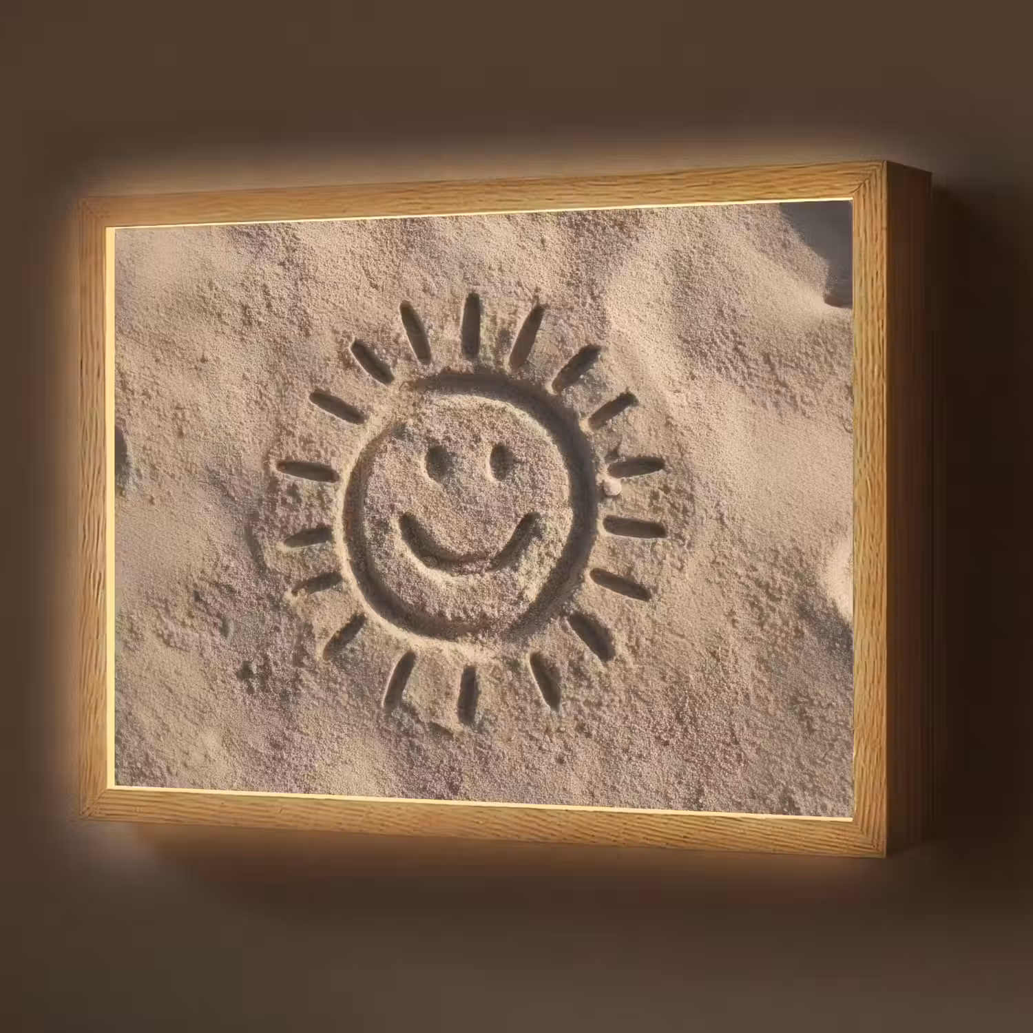 Gezichtje - Zon - Zand - Getekend Light Box met batterij (Wandlamp) middel -z3d_website