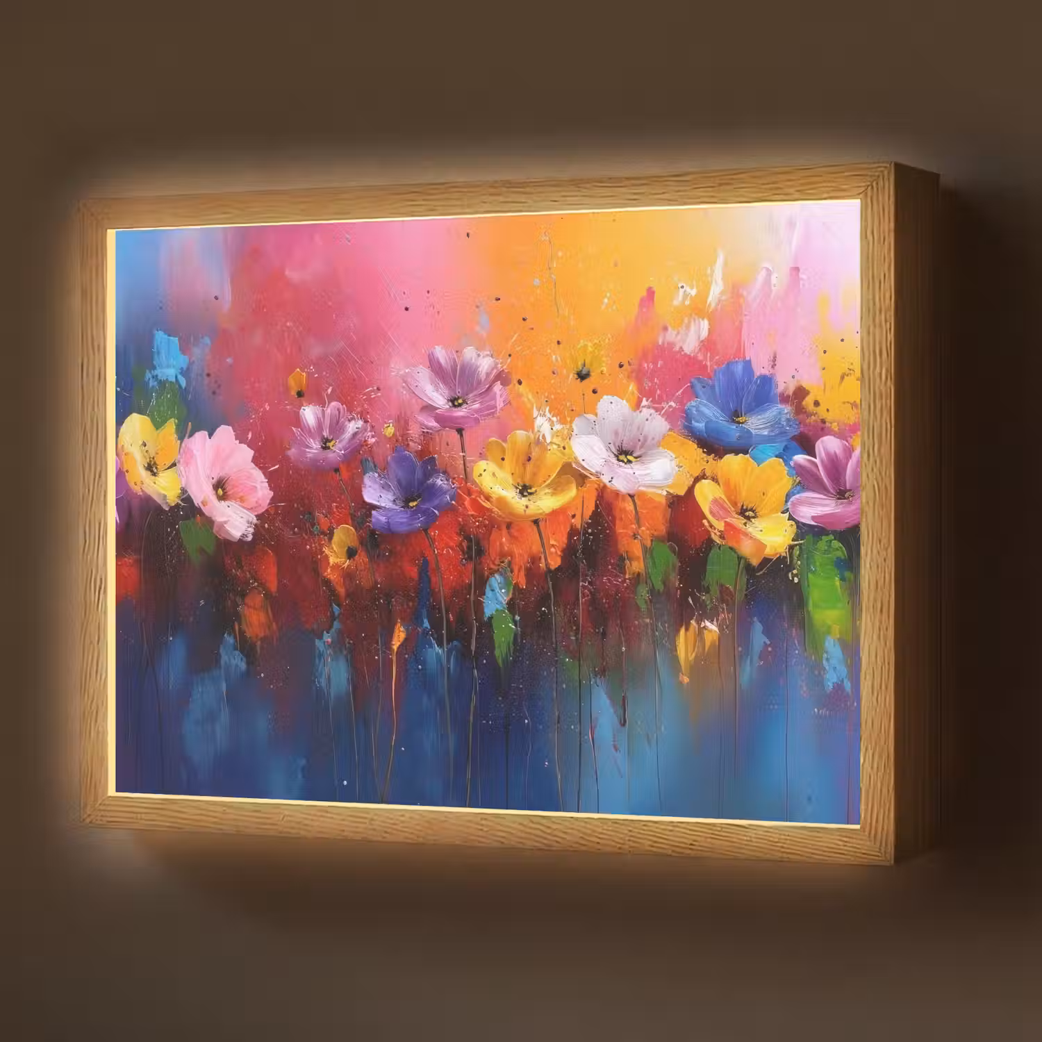 Fantasiebloemen - Verf - Speels Light Box met batterij (Wandlamp) middel -z3d_website