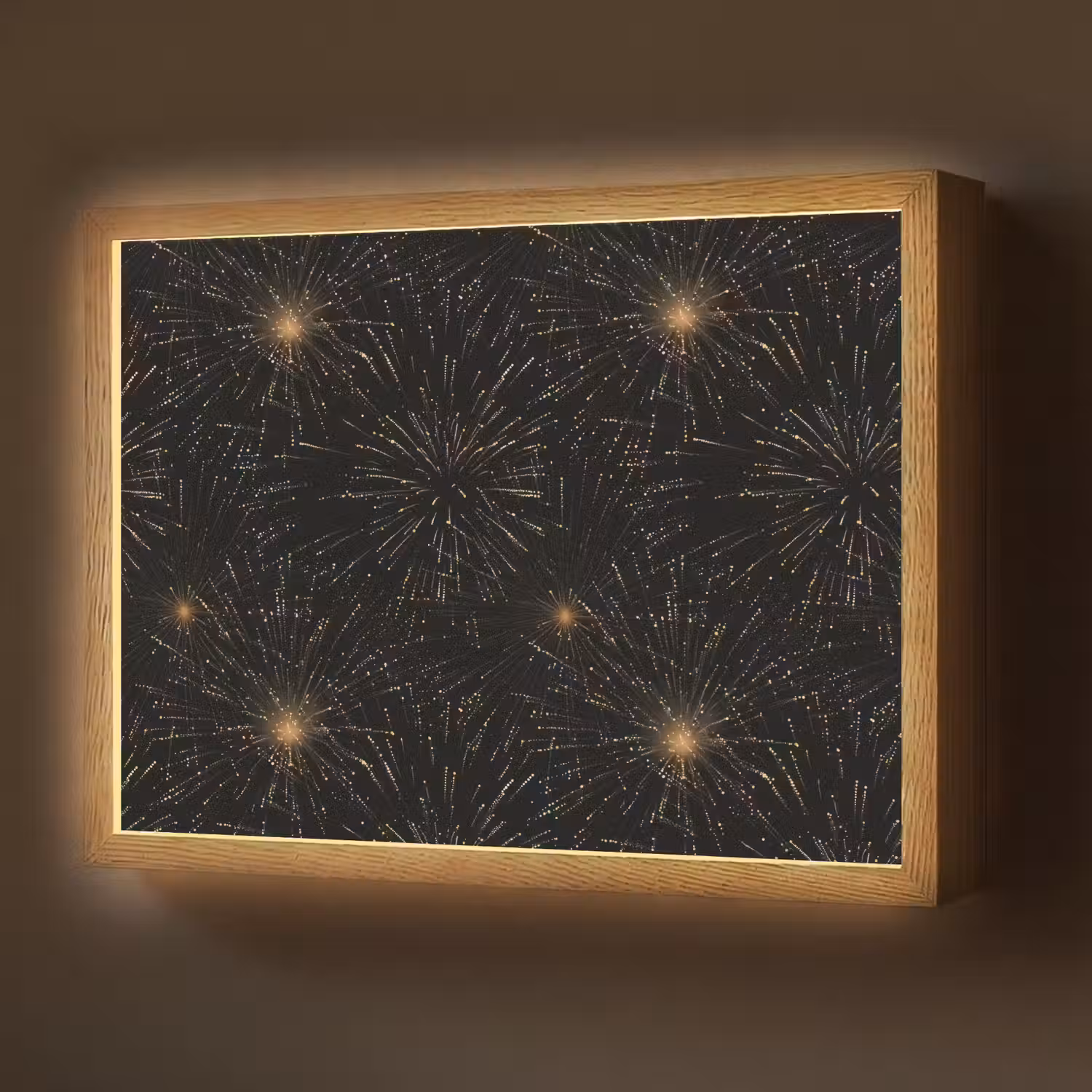 Vuurwerk - Patroon - Feestelijk - Goud - Zwart Light Box met batterij (Wandlamp) middel 907 -z3d_website