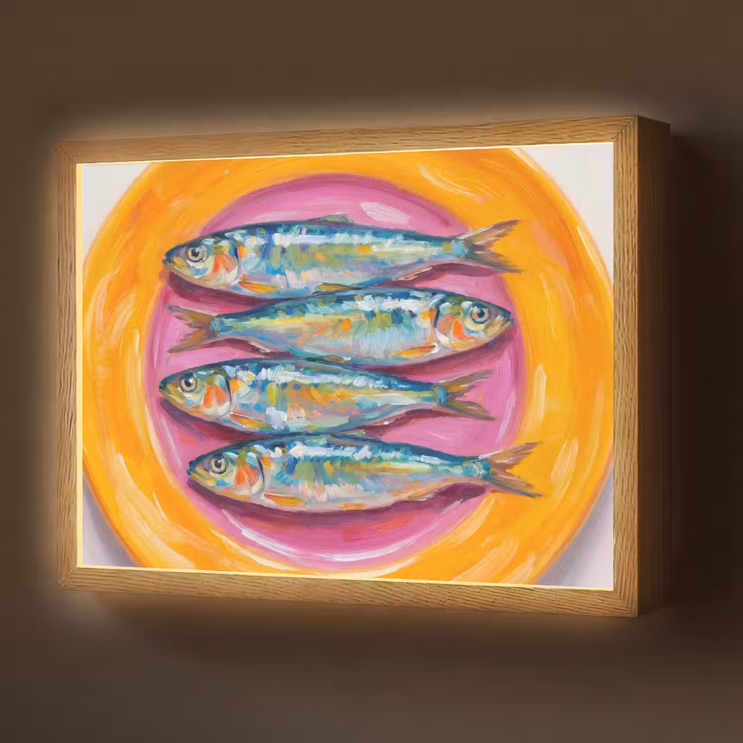 Vis - Vier - Eten - Modern - Kleurrijk Light Box met batterij (Wandlamp) middel -z3d_website