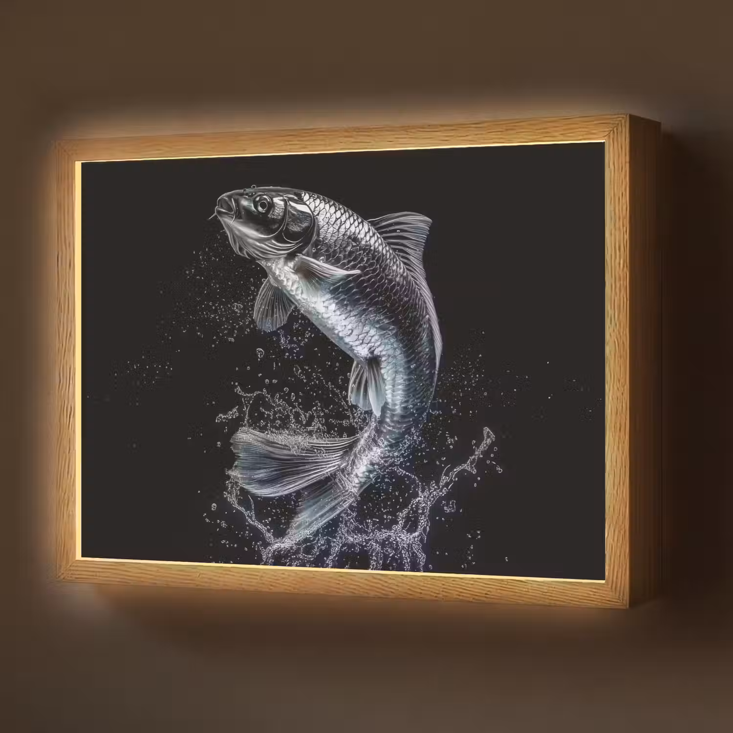 Vis - Koi - Zwart - Water Light Box met batterij (Wandlamp) middel -z3d_website