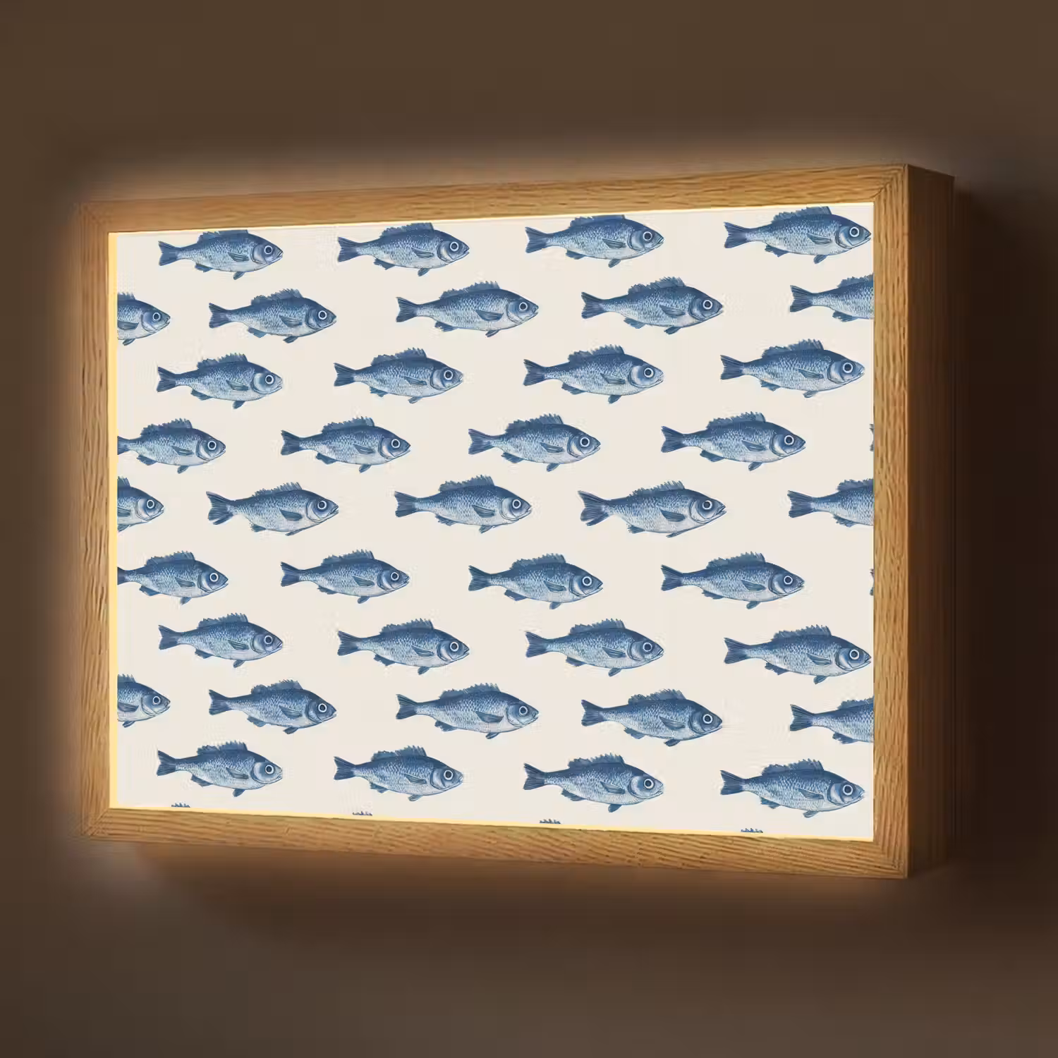 Vis - Patroon - Blauw Light Box met batterij (Wandlamp) middel 907 -z3d_website