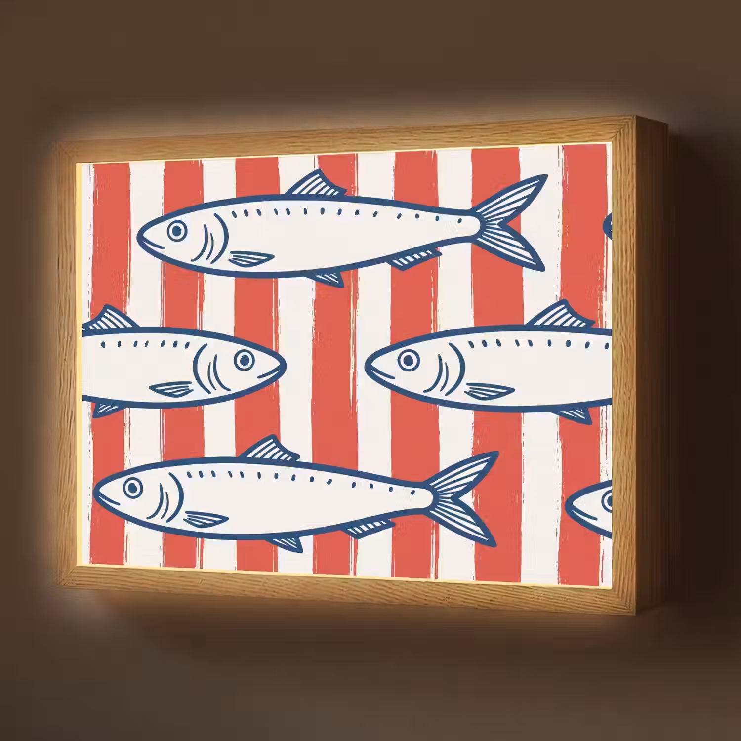 Vis - Patroon - Strepen - Illustratie - Rood Light Box met batterij (Wandlamp) middel -z3d_website