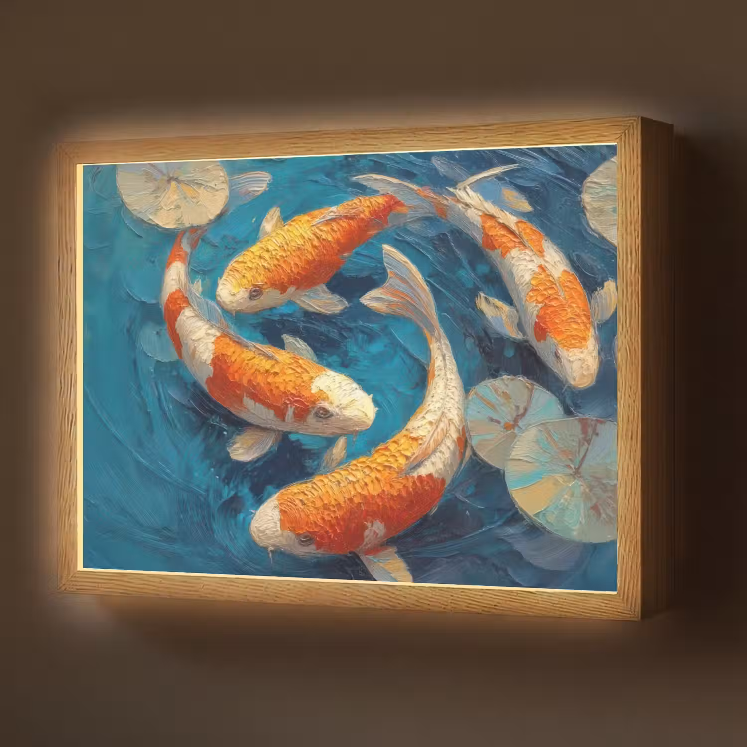 Vissen - Waterlelies - Oranje - Water Light Box met batterij (Wandlamp) middel -z3d_website